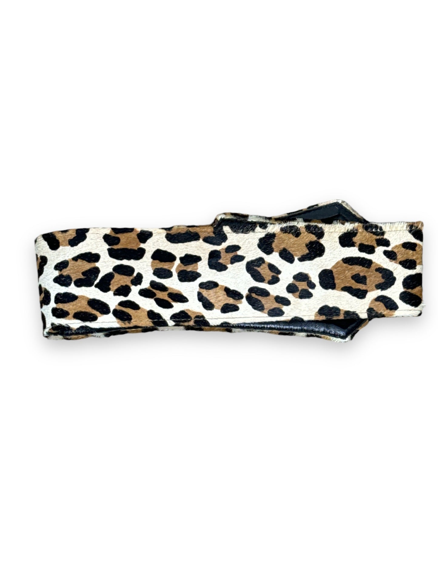1990s Cow Hide Cheetah Print Velcro Belt