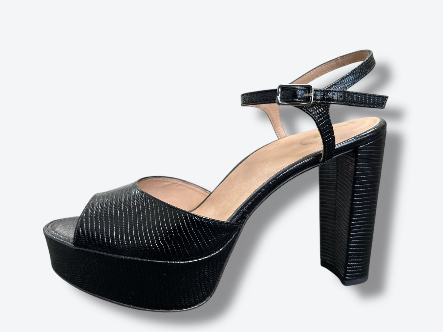 Inez Embossed Leather Platform Heels