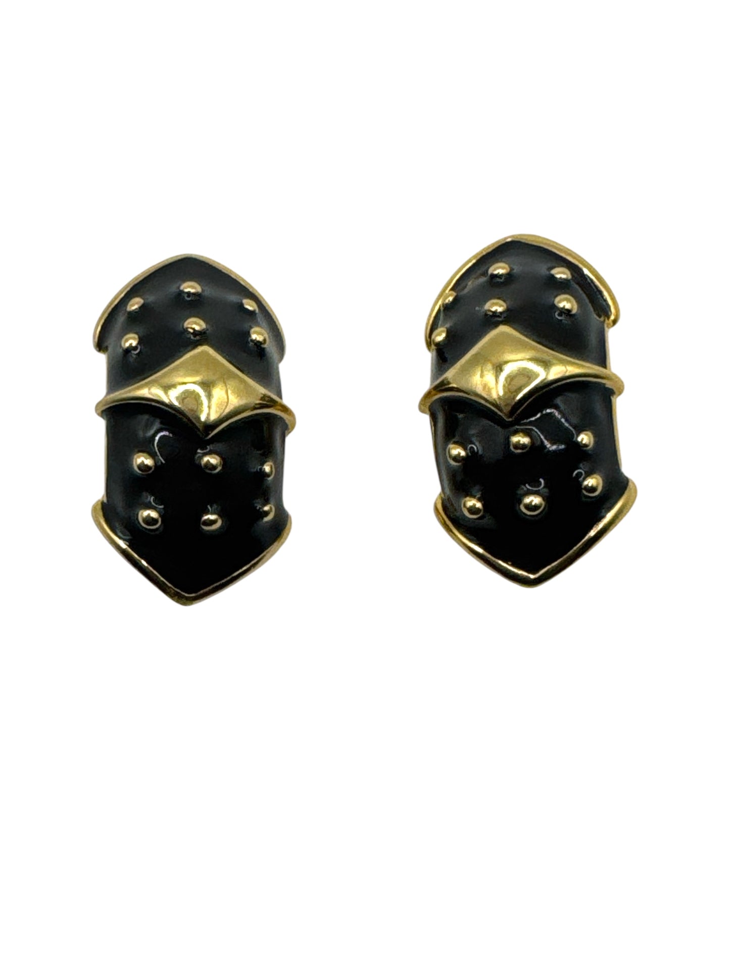 Vintage 1” Gold & Enamel Clip Ons
