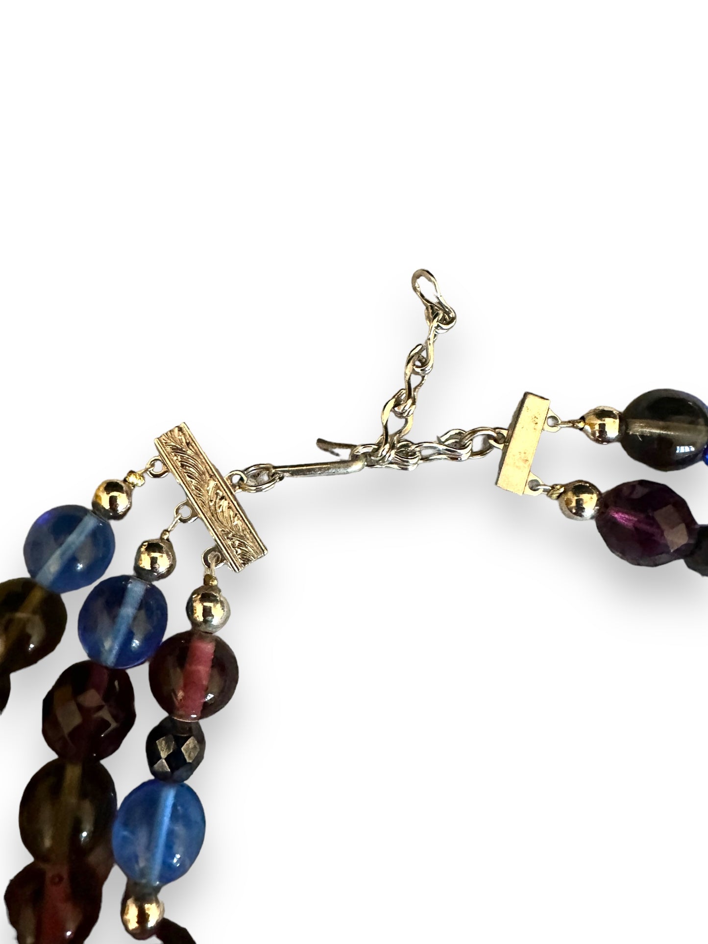 1980s Beaded Metallic Necklace