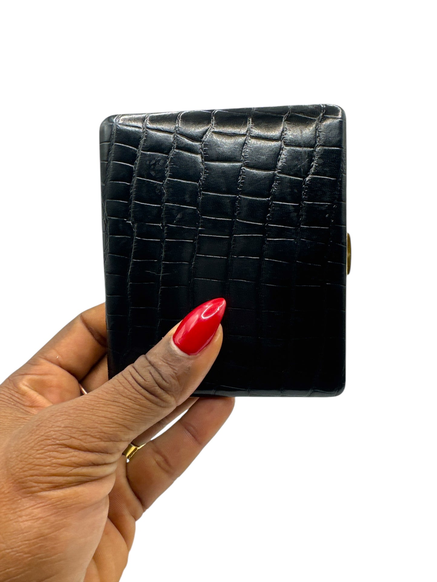 1970s Leather 4” X 4” Embossed Cigarette Case