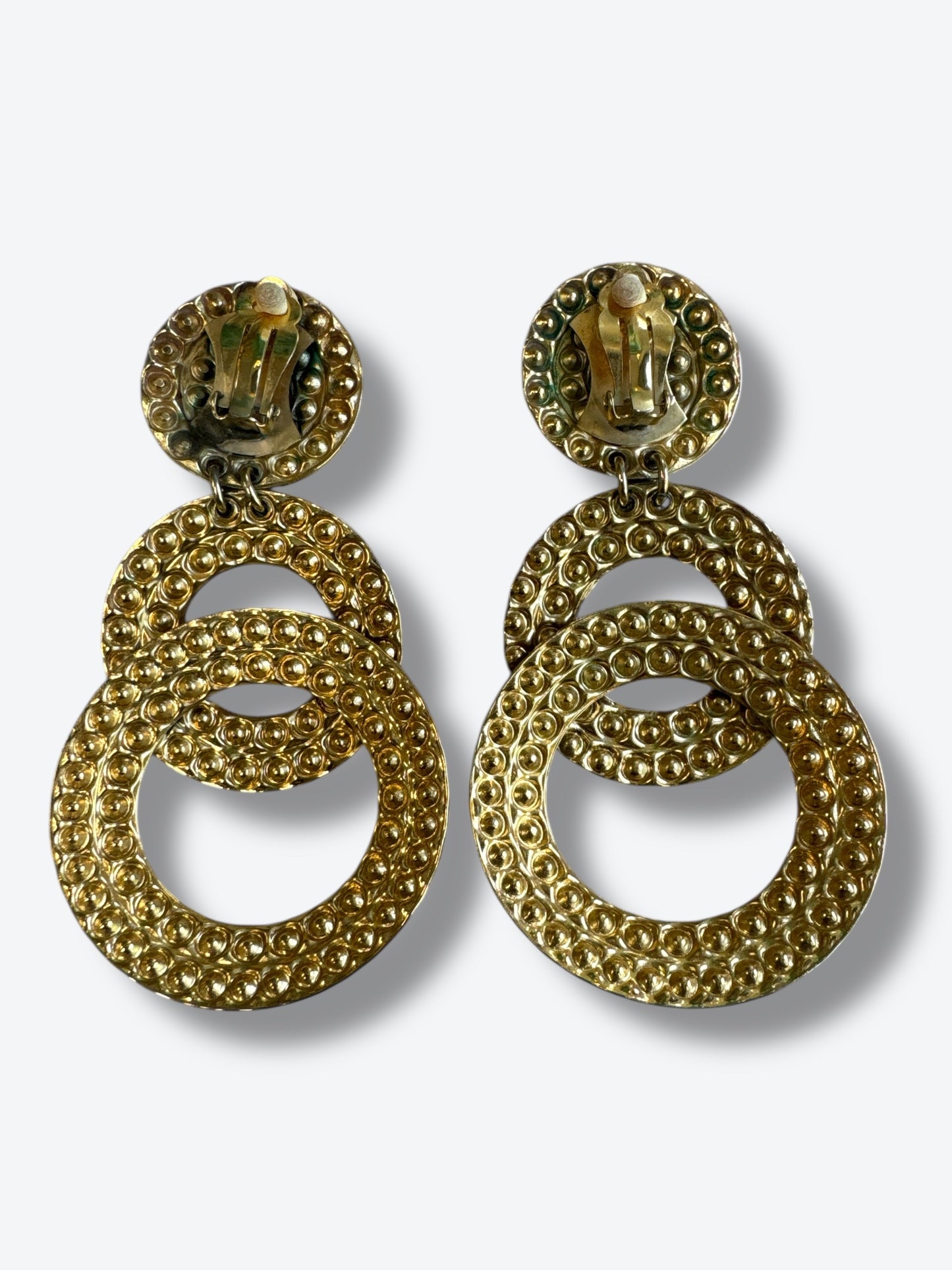 1980s Zoe Coste Paris Triple Concentric Hoops (Signed: Clip on)