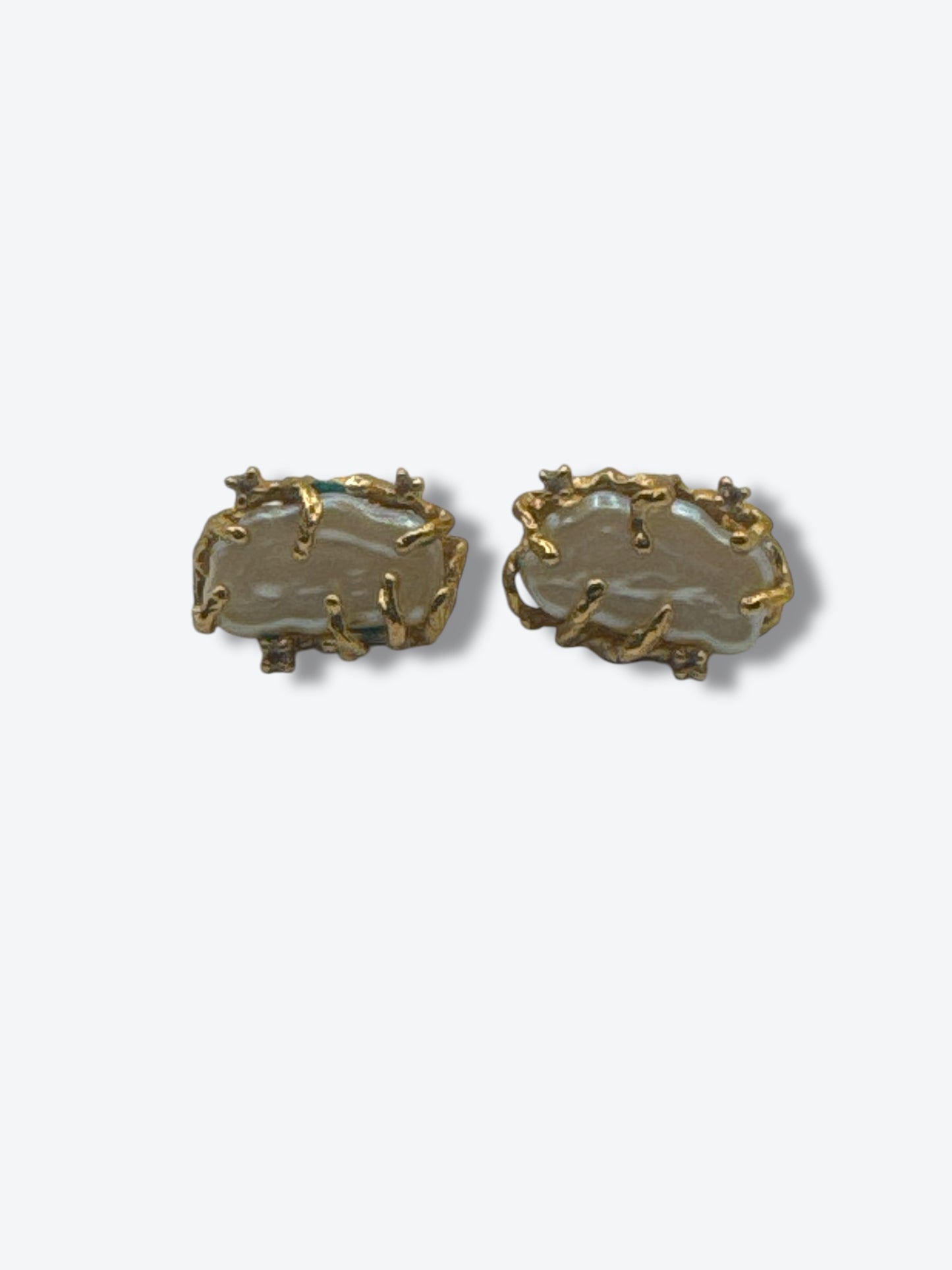House of Nikolas Gold and Pearl Necklace and Earring Set