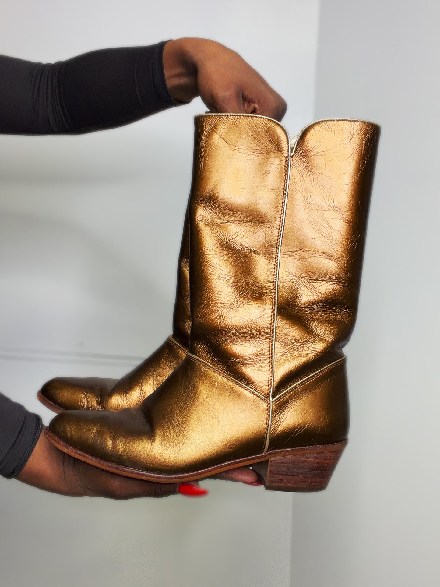 1980s/1990s Gold Metallic Leather Boots