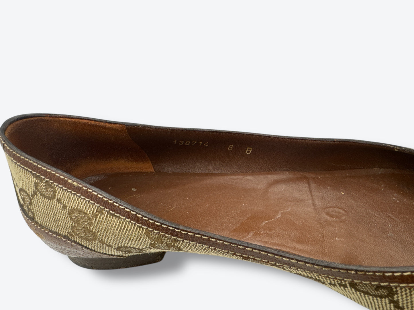 Preloved “Gucci” Monogram + Bamboo Flats (138714)