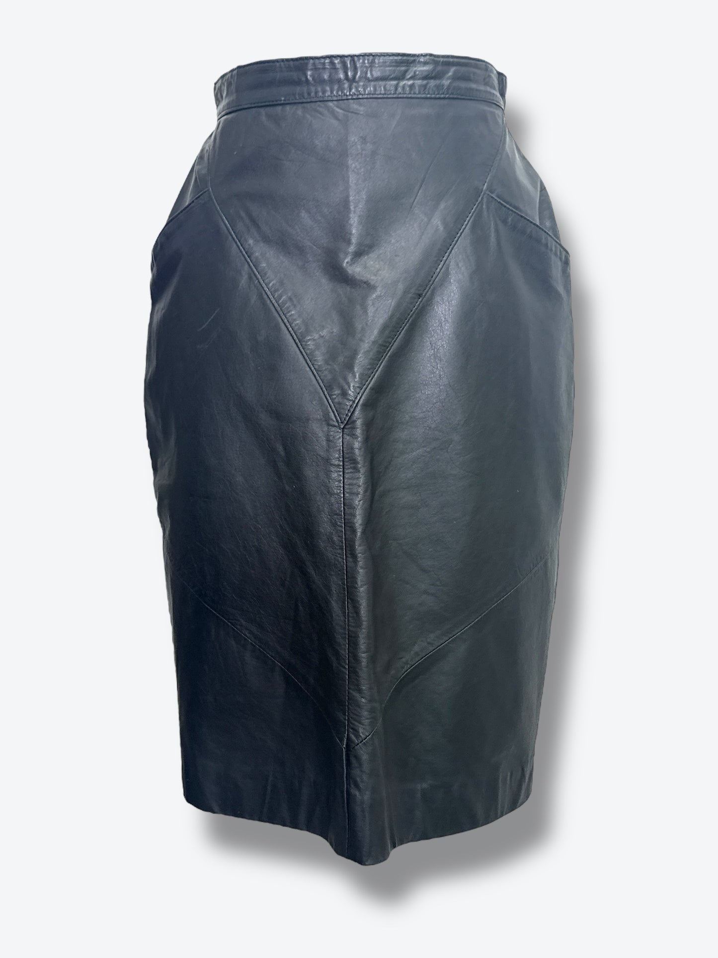 #7. 1980s Amati Black Leather Pencil Skirt
