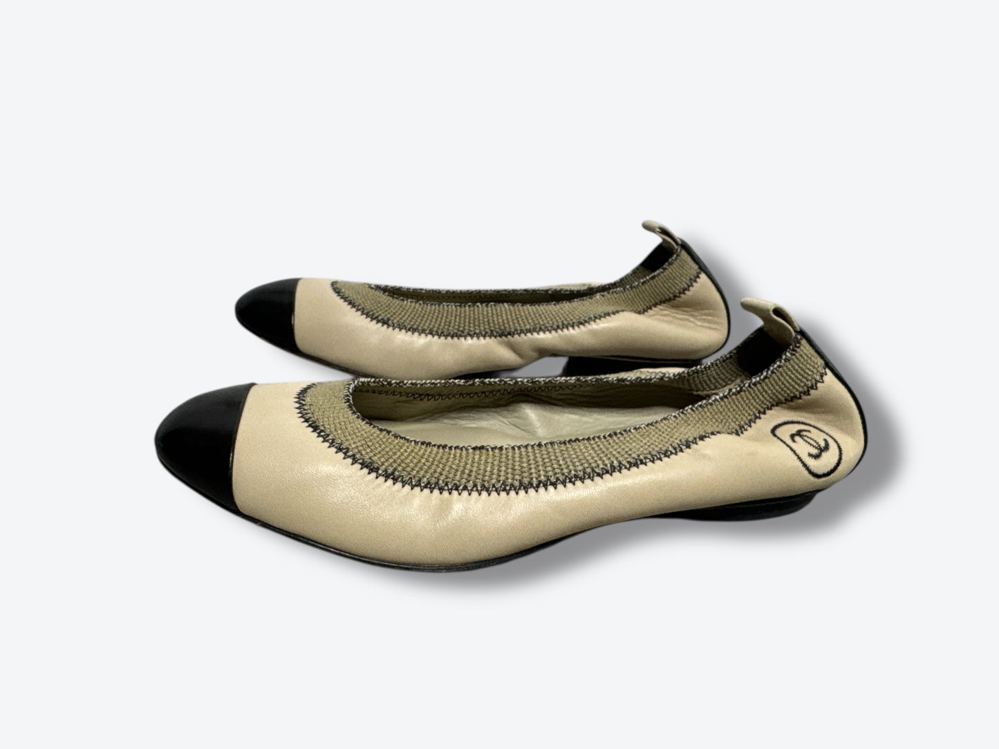 Y2K Chanel Cambon elastic ballerina flats (37.5) D G26642