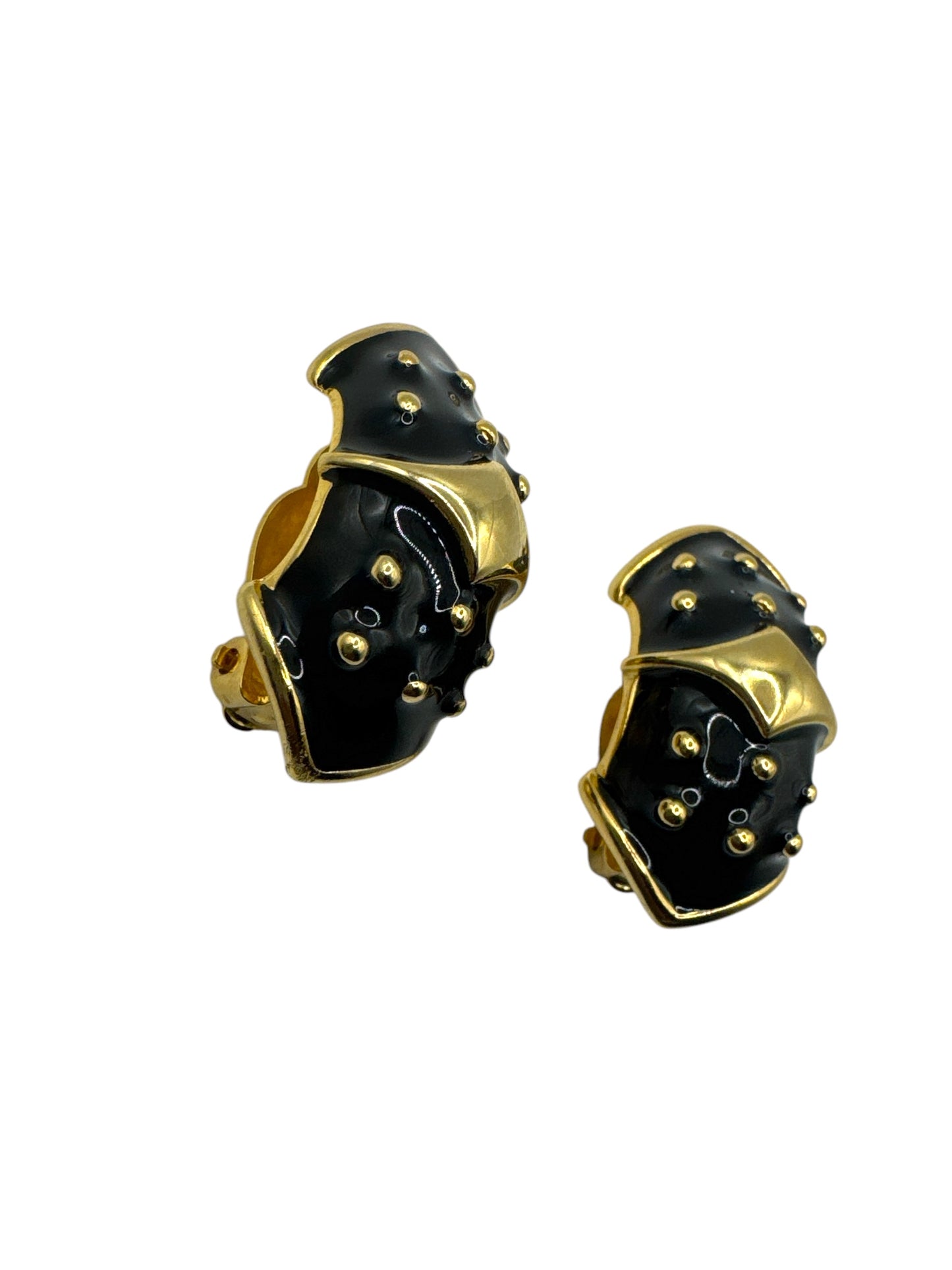 Vintage 1” Gold & Enamel Clip Ons