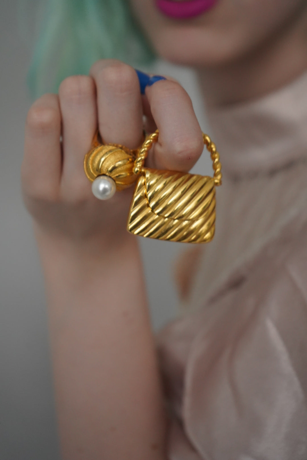Vintage Brooch Gold Handbag