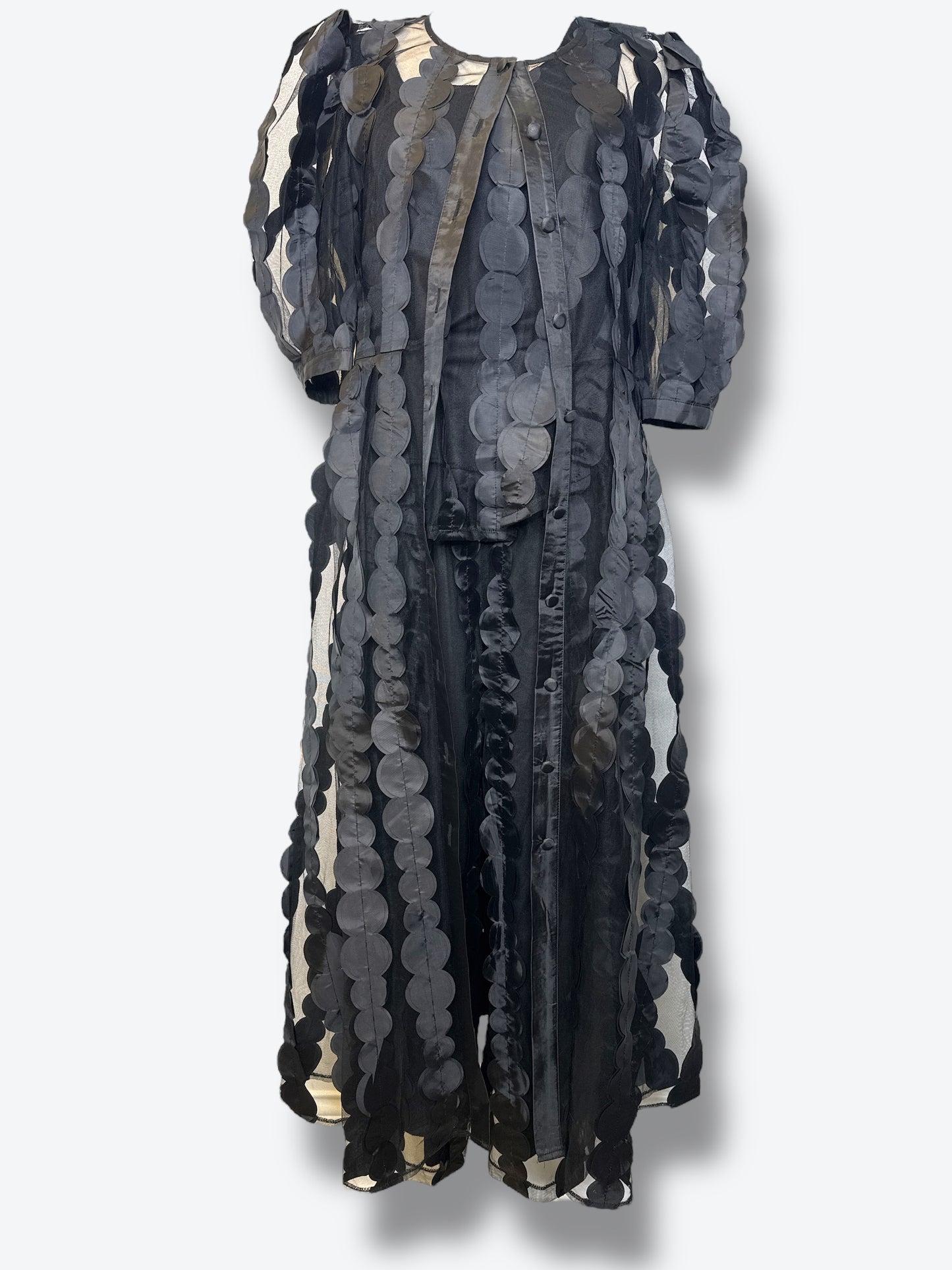 Pre loved Black Circular Sheer 3 Piece Suit
