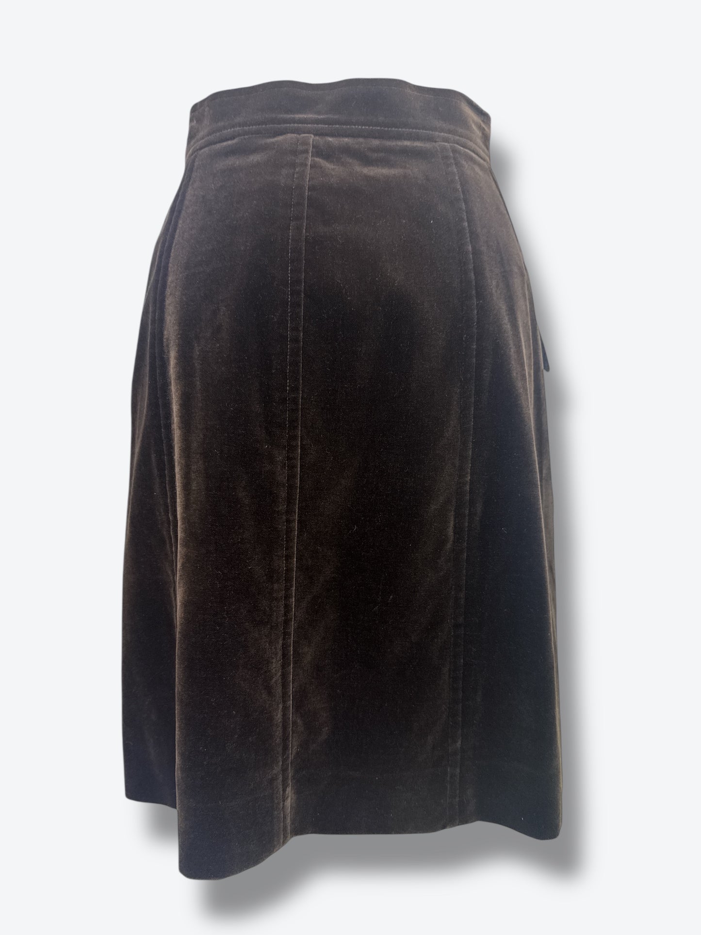 #10. 1970s Yves Saint Laurent Rive Gauche Brown Velvet Utility Mini Skirt
