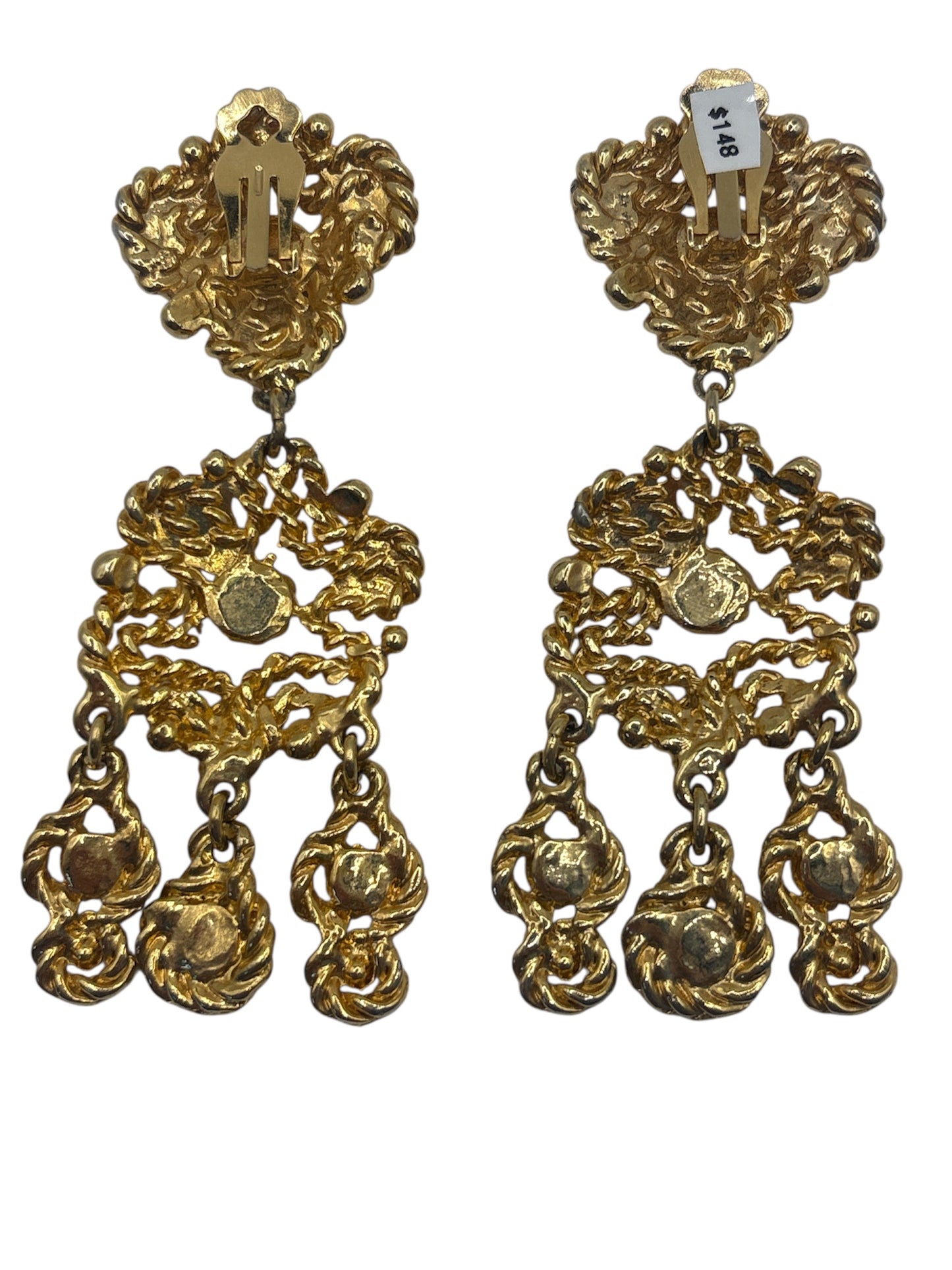 1980s Brutalist Glamour Chabon Earrings (Clip)