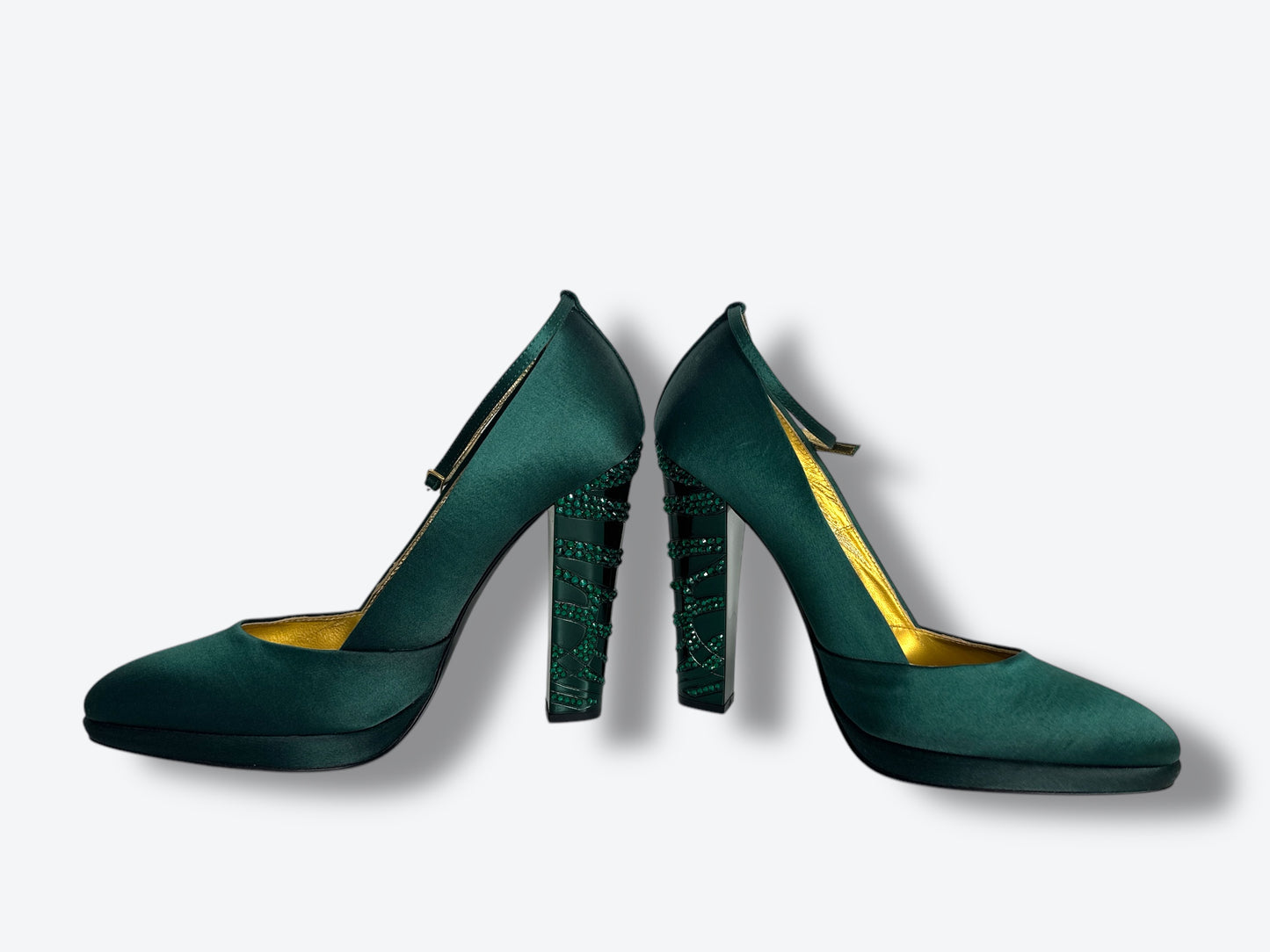 Roberto Cavalli Green Smerillo Gem Heel Platforms