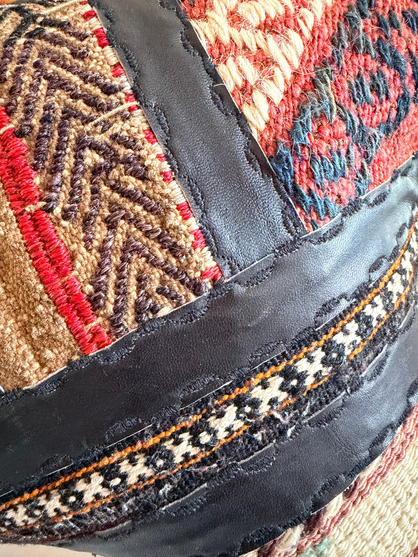 1990s Joan + David Tapestry Leather Shoulder Bag