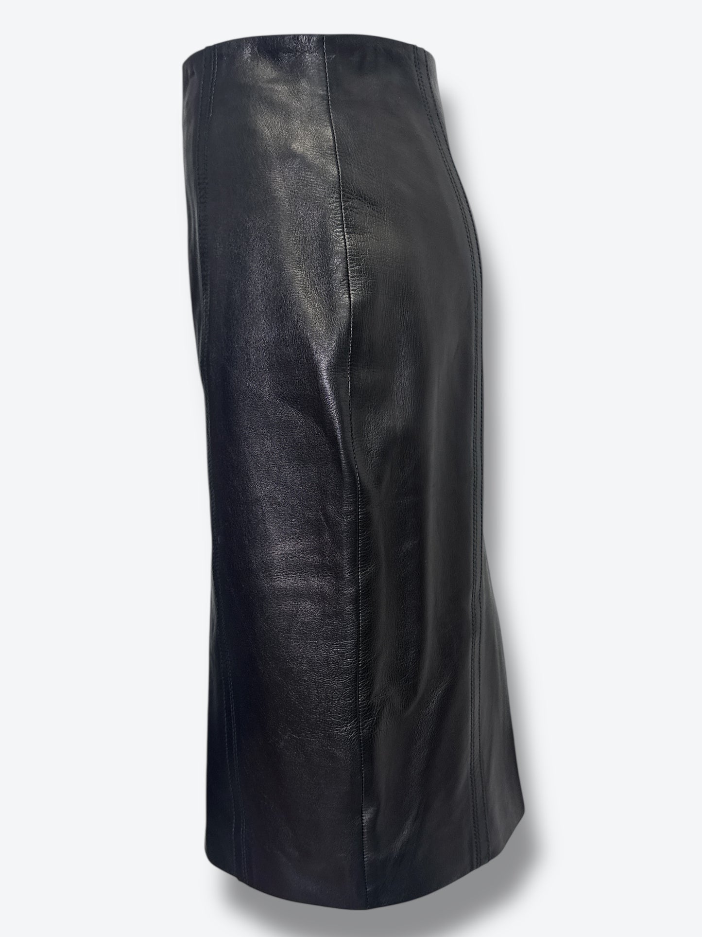 #5. Vintage Yves St Laurent Black High Waisted Leather Pencil Skirt