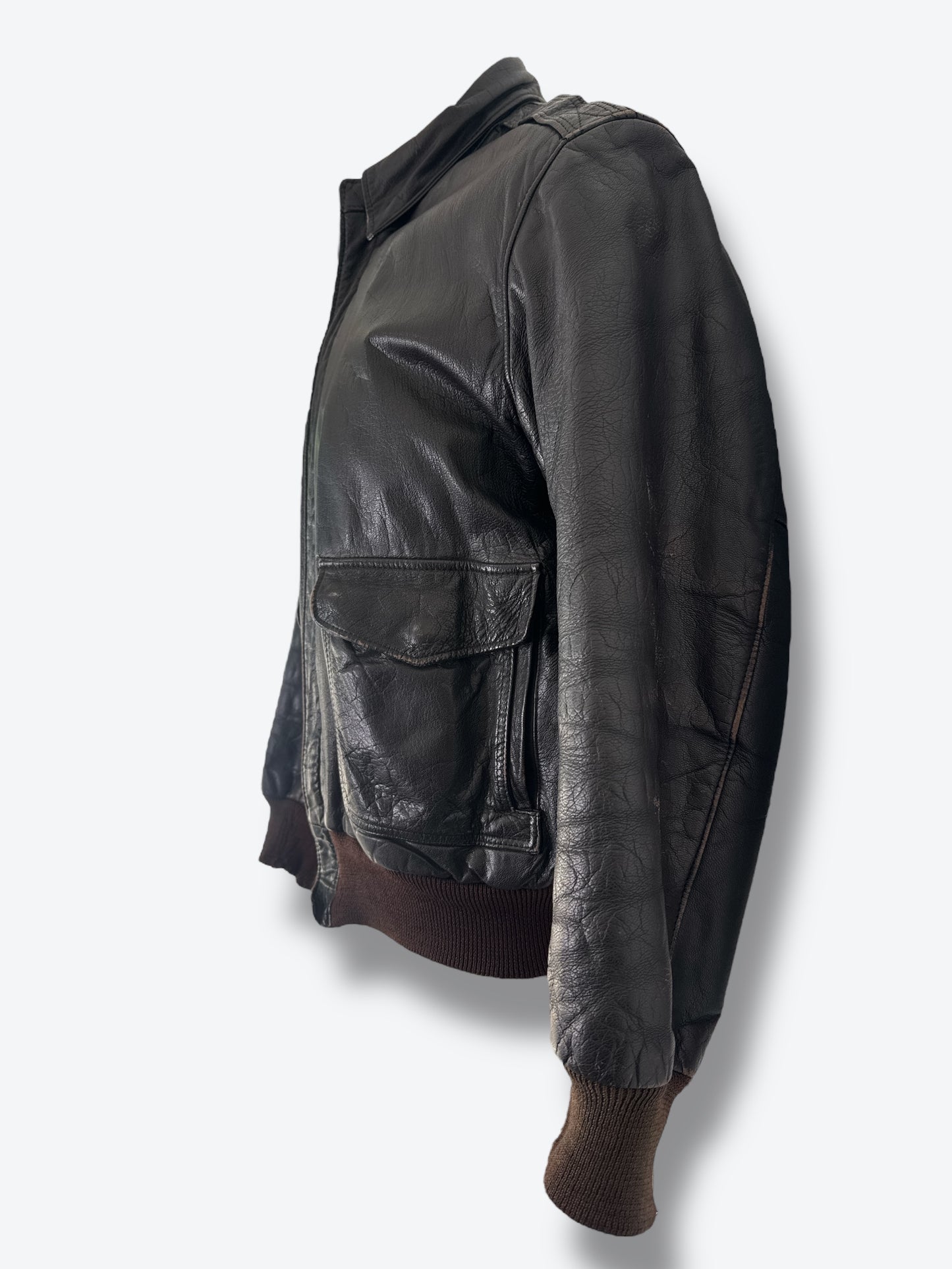 Vintage LL Bean “Worn” Leather Bomber Jacket