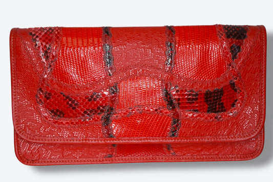 1970s Carlos Falchi Red Snakeskin Bag (Crossbody)