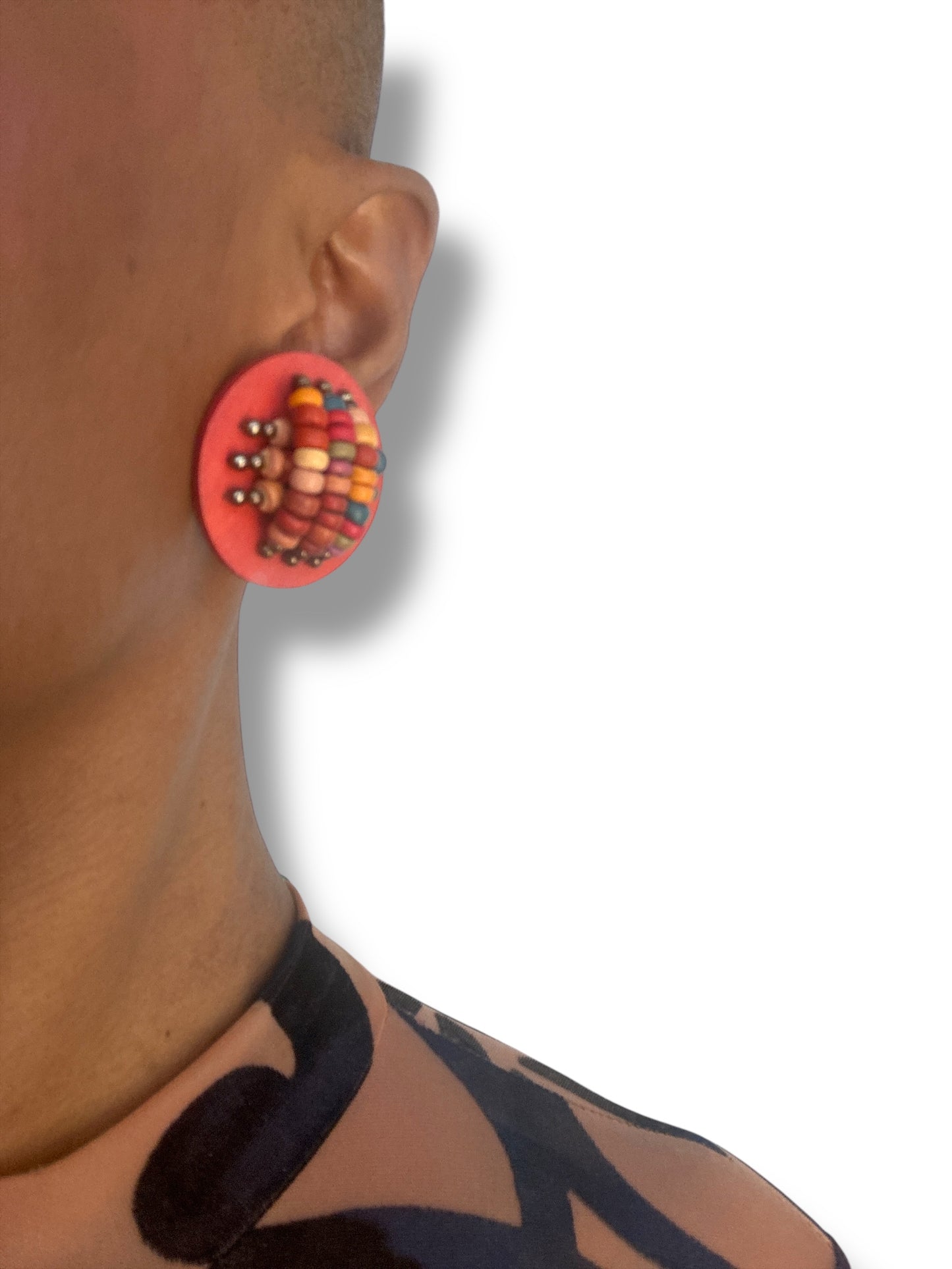 Vintage Wooden Beaded Earrings