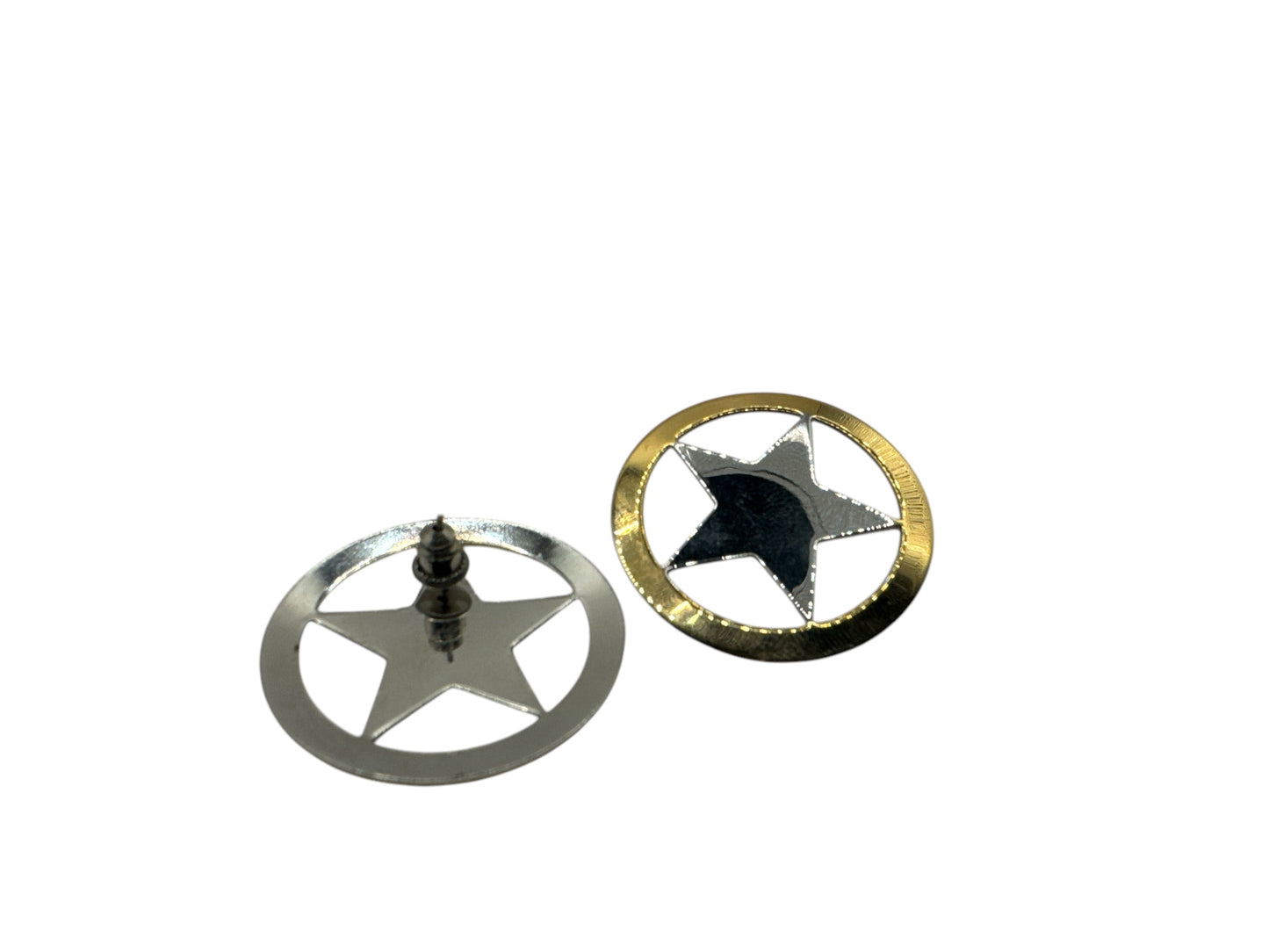 Vintage Gold and Sliver Circular Gold Earrings (Pierced)