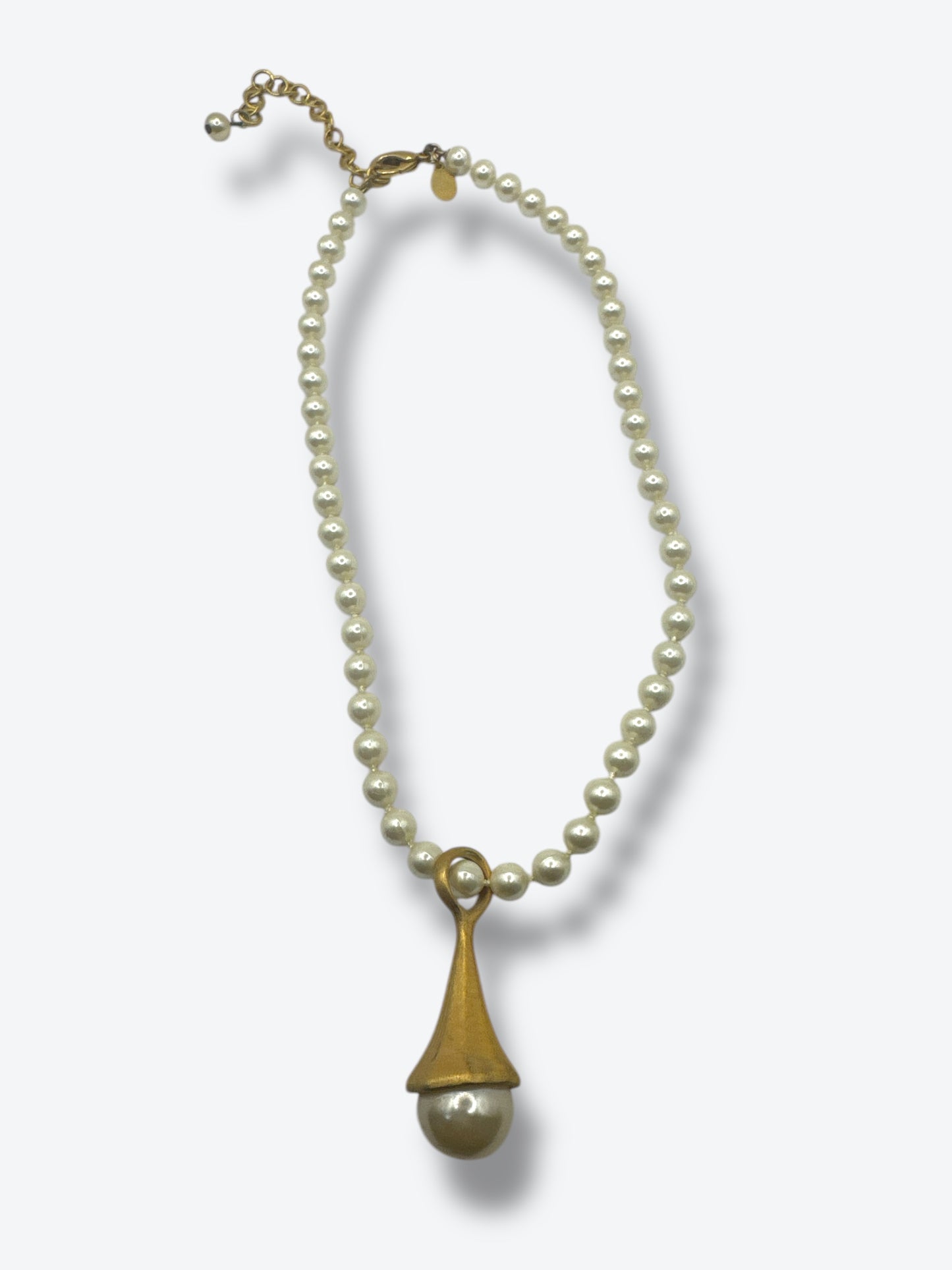Vintage 8” “Express” Gold Pearl Drop Necklace
