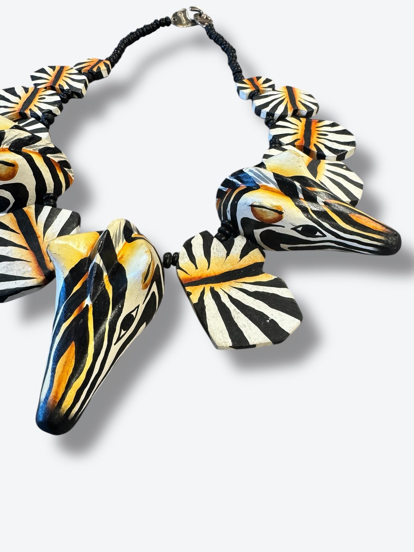 Mondies Wooden Zebra Head Necklace