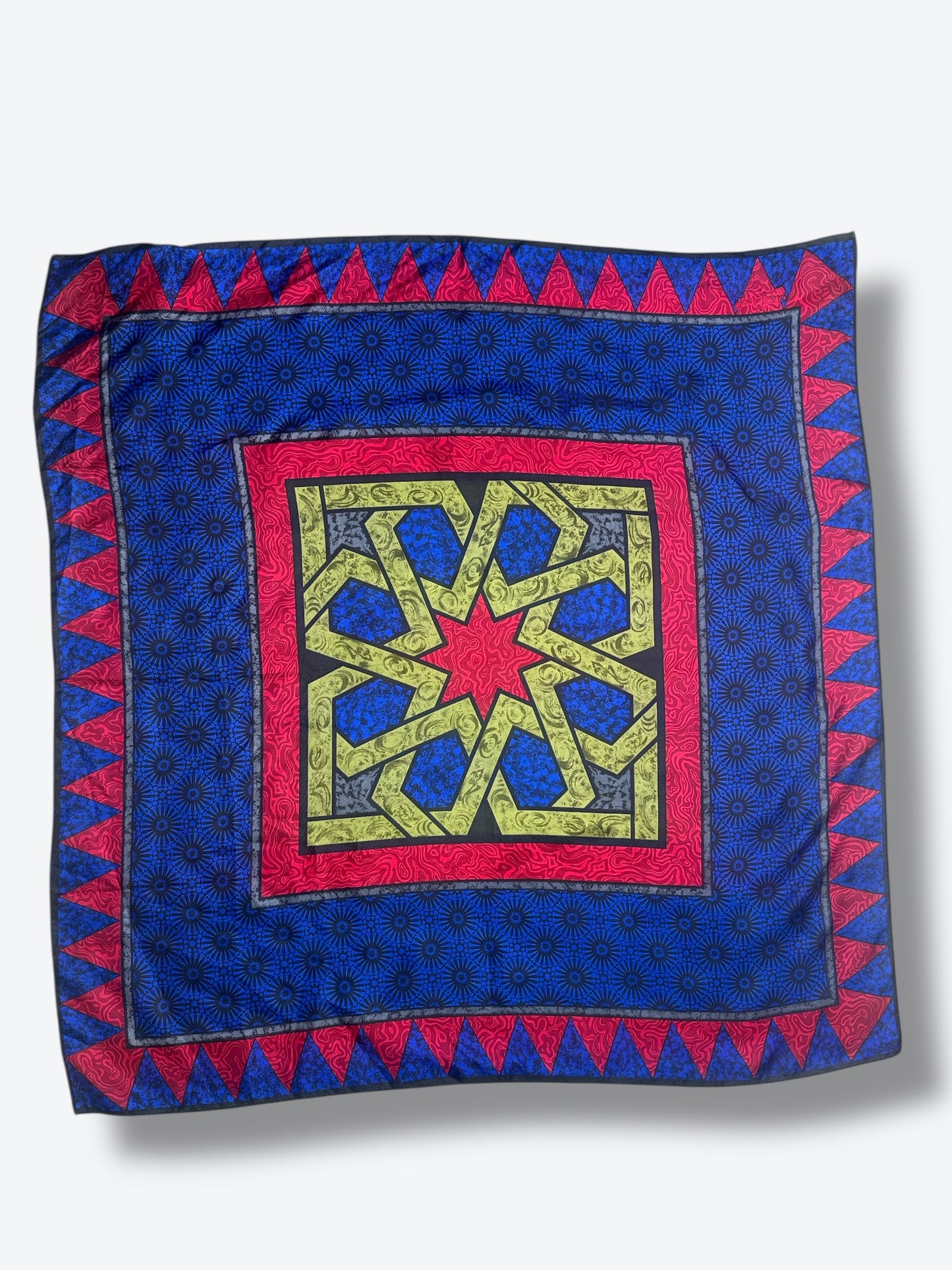 1970s 31” x 31” Diane Von Furstenberg Geometric Silk Scarf
