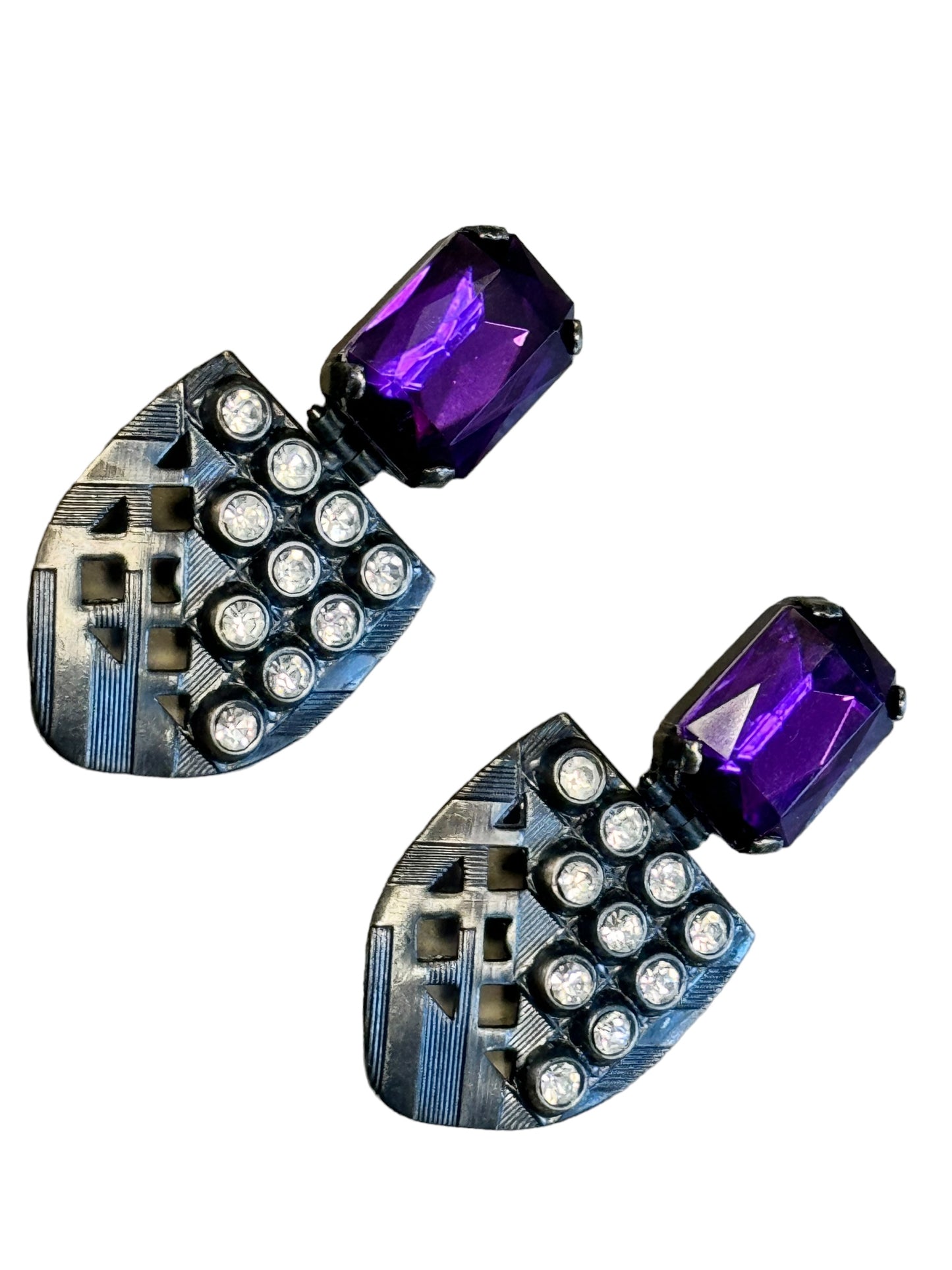 1990s Rhinestone and Gem Earrings (Clip On)