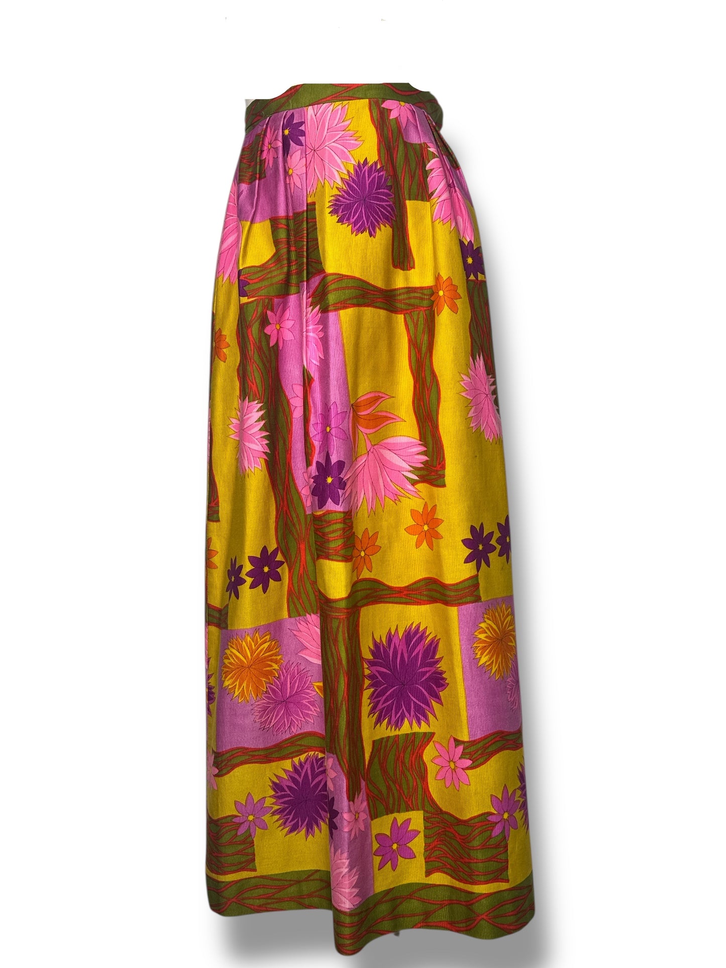 1970s Alex Coleman Floral High-Waisted A-line Maxi Skirt