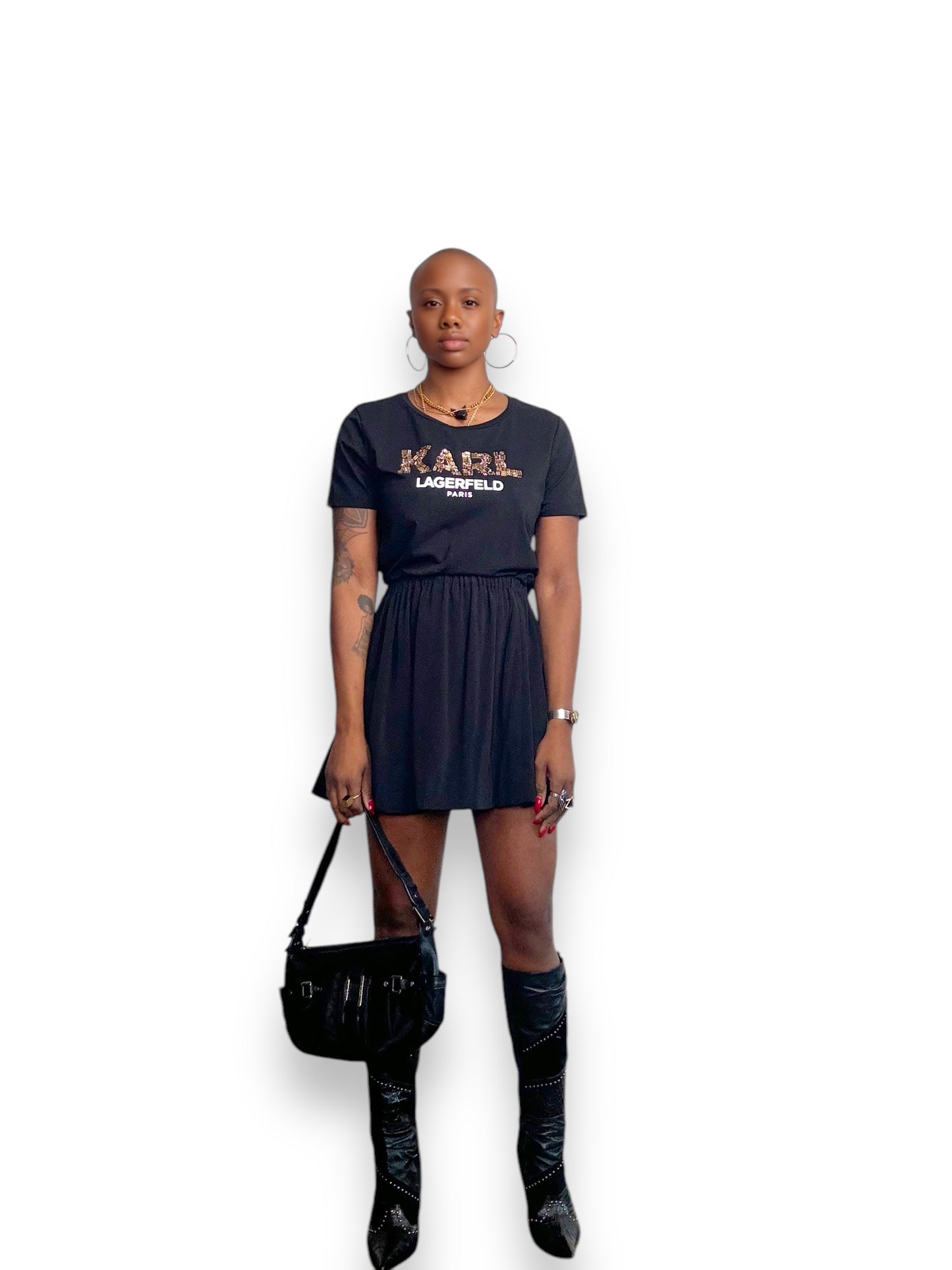 Y2K Brown Sequin Karl Lagerfeld T
