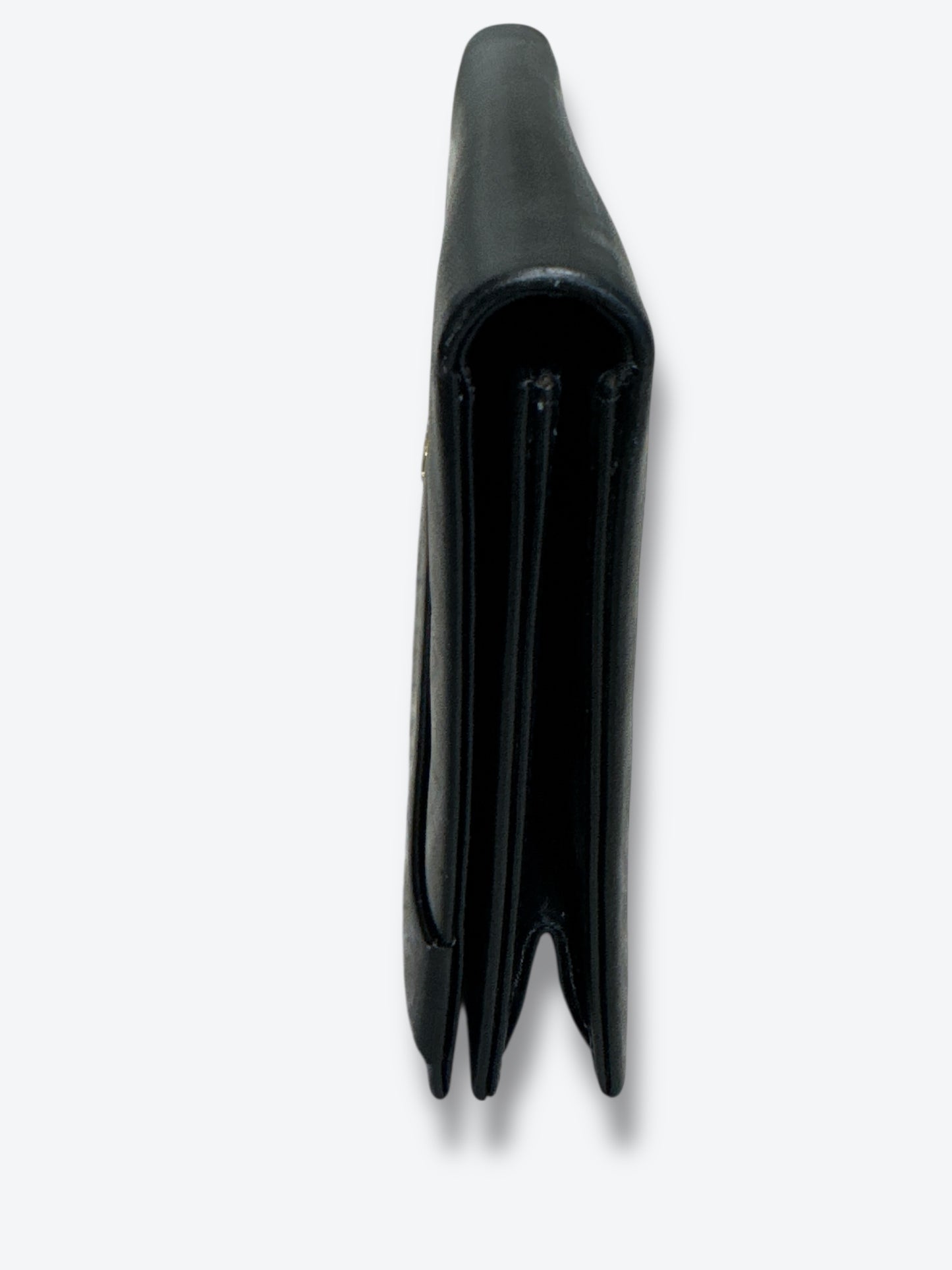 1970s Christian Dior Black Leather Logo Clutch