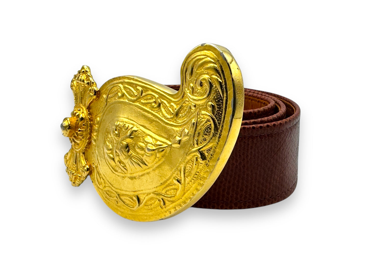 1980s Alexis Kirk 5” Gold Paisley Brown Belt