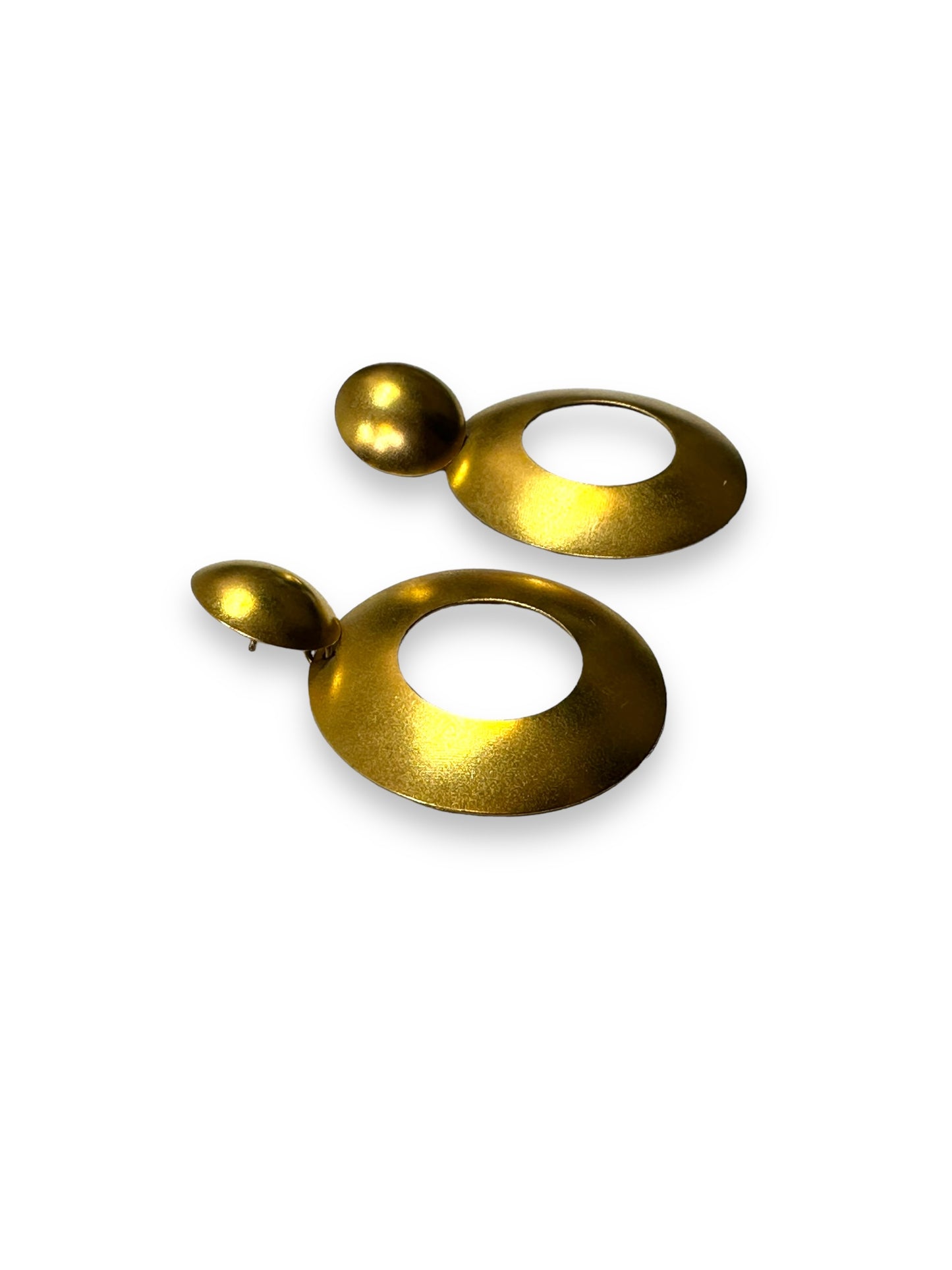 1990s Gold Circular Post Earrings