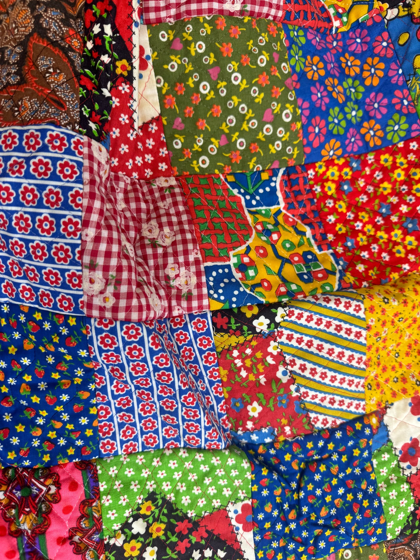 1970s Handmade Patchwork Quilt Skirt – Boho Prairie Maxi