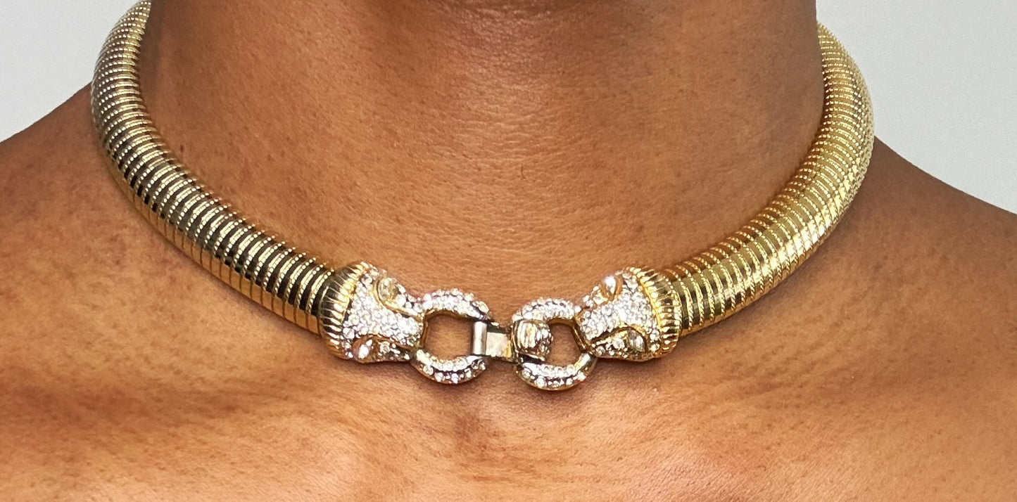 1980s Interlocking Tiger Chocker