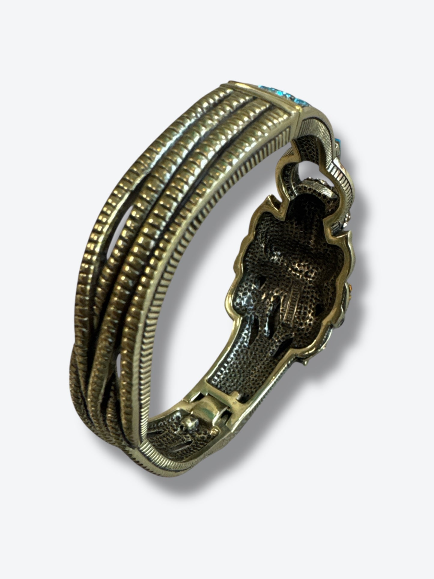 1990s Heidi Daus Copper & Rhinestone Lion Cuff