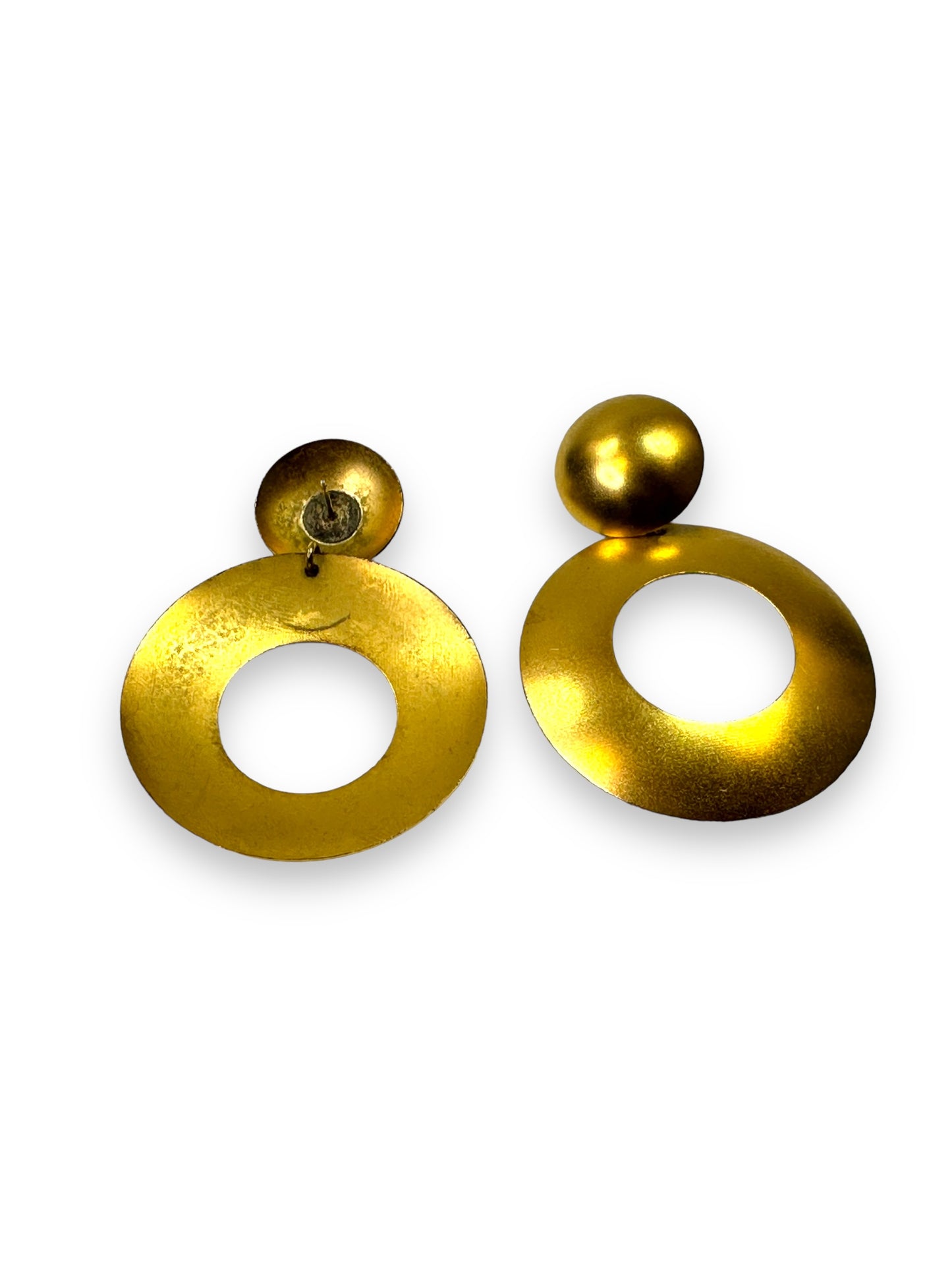 1990s Gold Circular Post Earrings