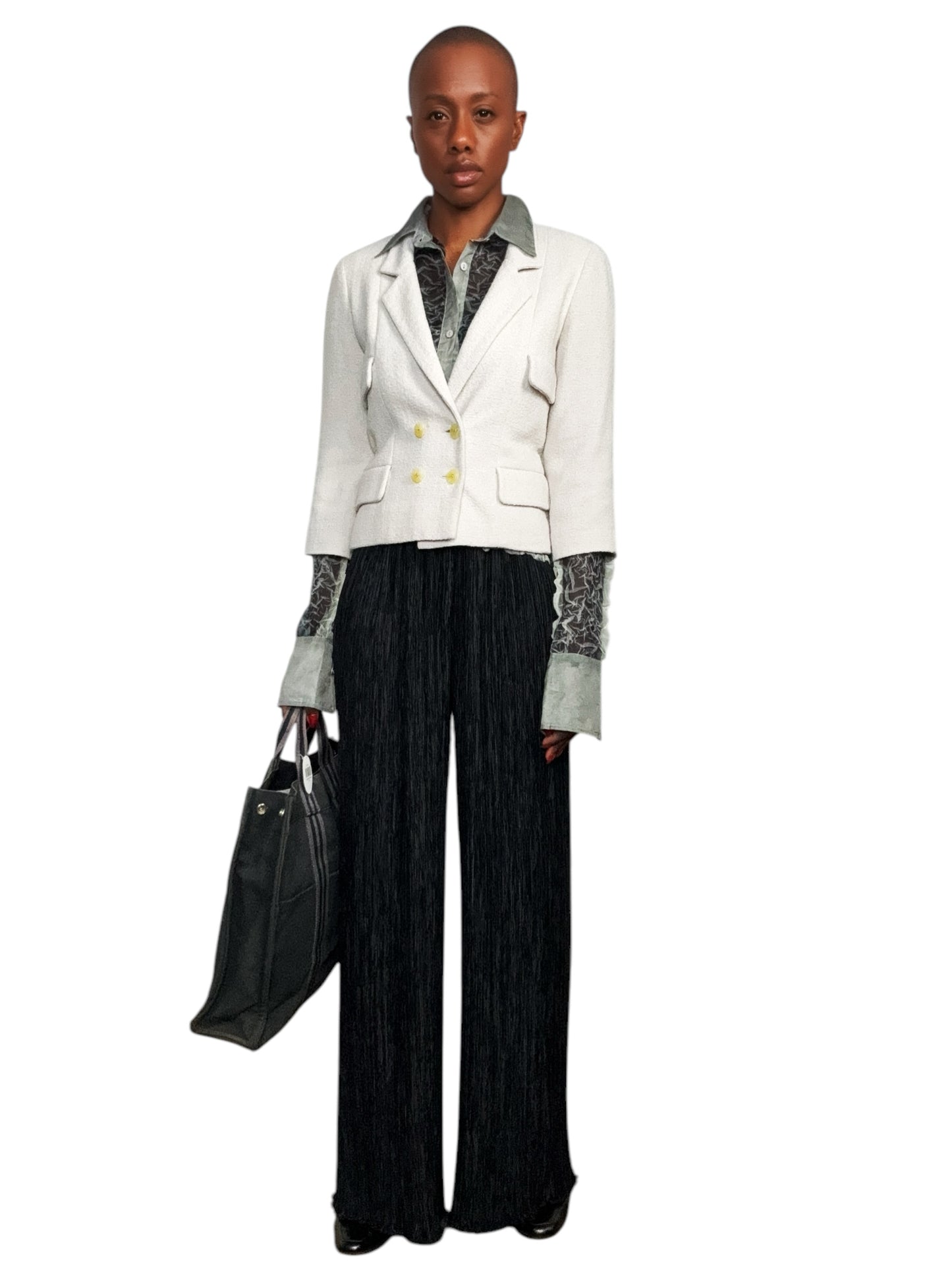 Vintage Chanel Stone 2 Button Blazer (P12693V07322)