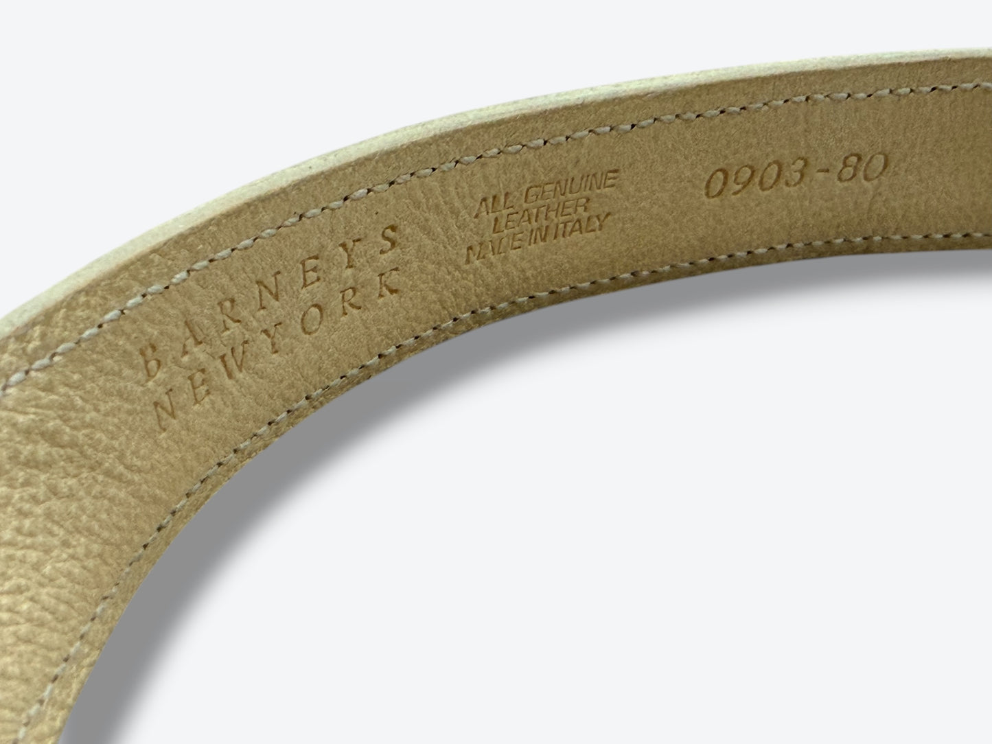 Y2K Barneys New York Sculptural Gold Hardware Leather Belt – Made in Italy