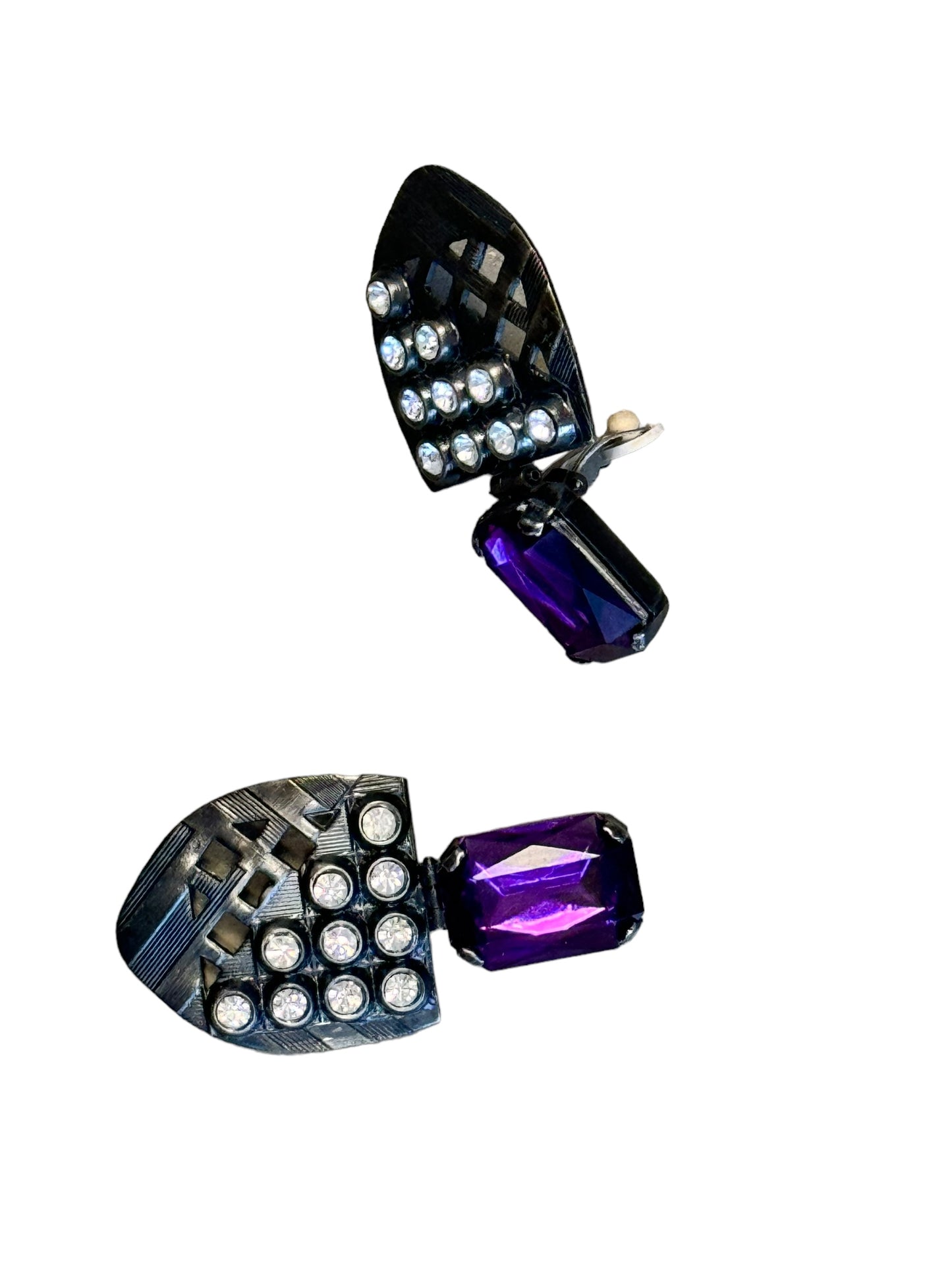 1990s Rhinestone and Gem Earrings (Clip On)