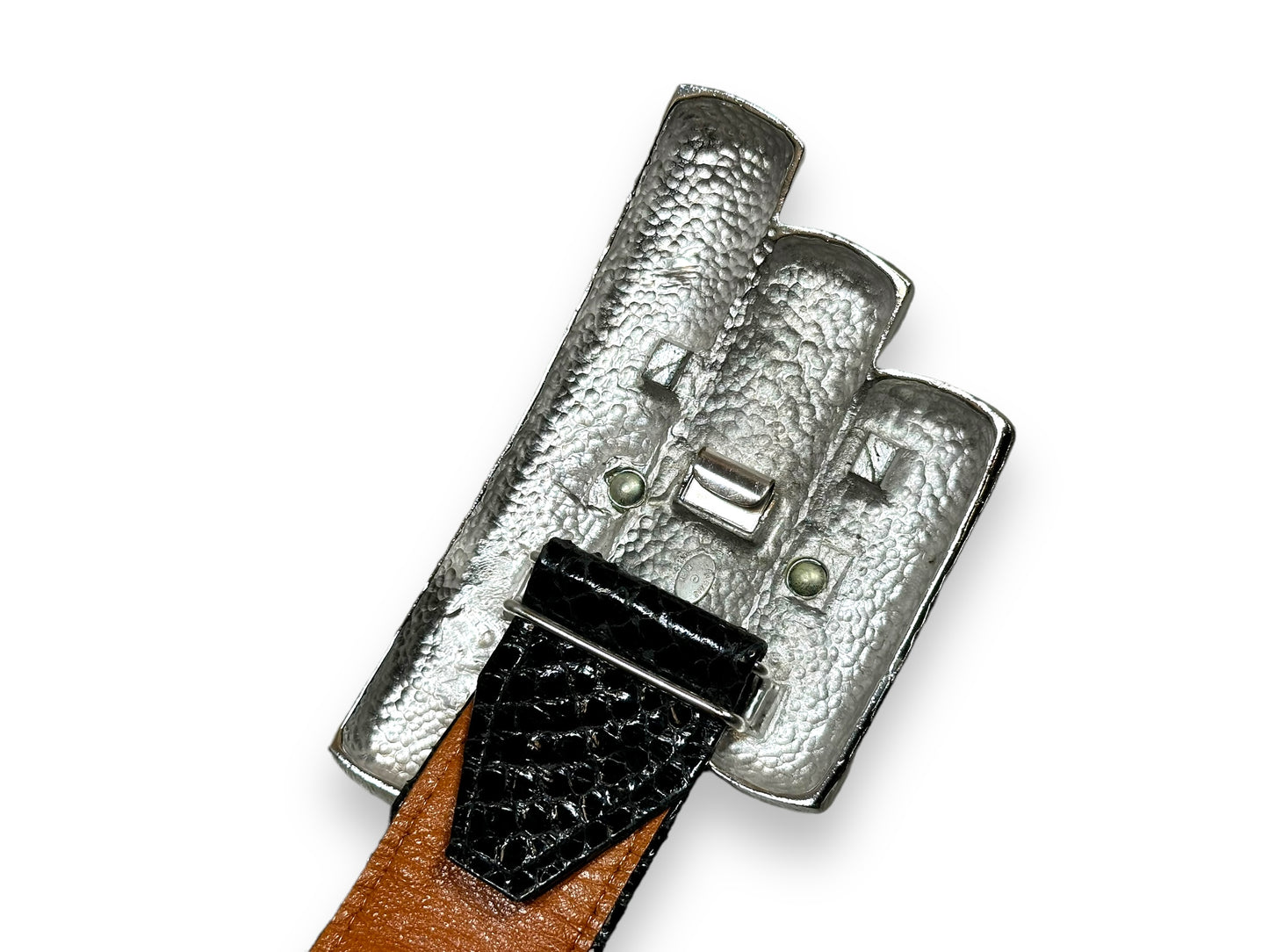 1990s Alexis Kirk Snakeskin + Metal Buckle Enamel Belt