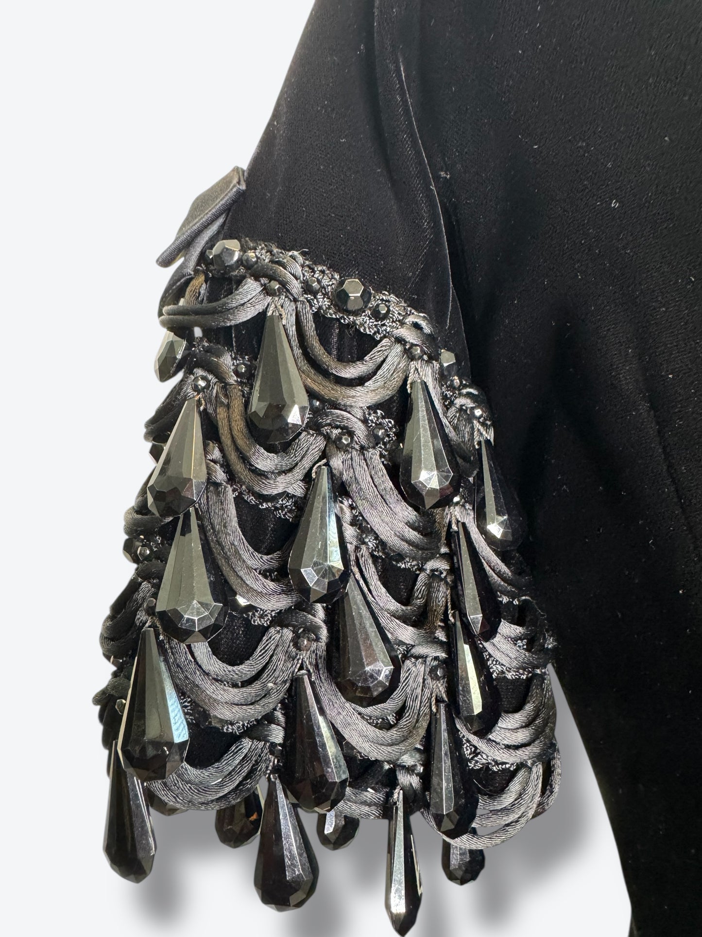 1940s/50s “Eloise Curtis for David Styne” Beaded Sleeve Formal Gown