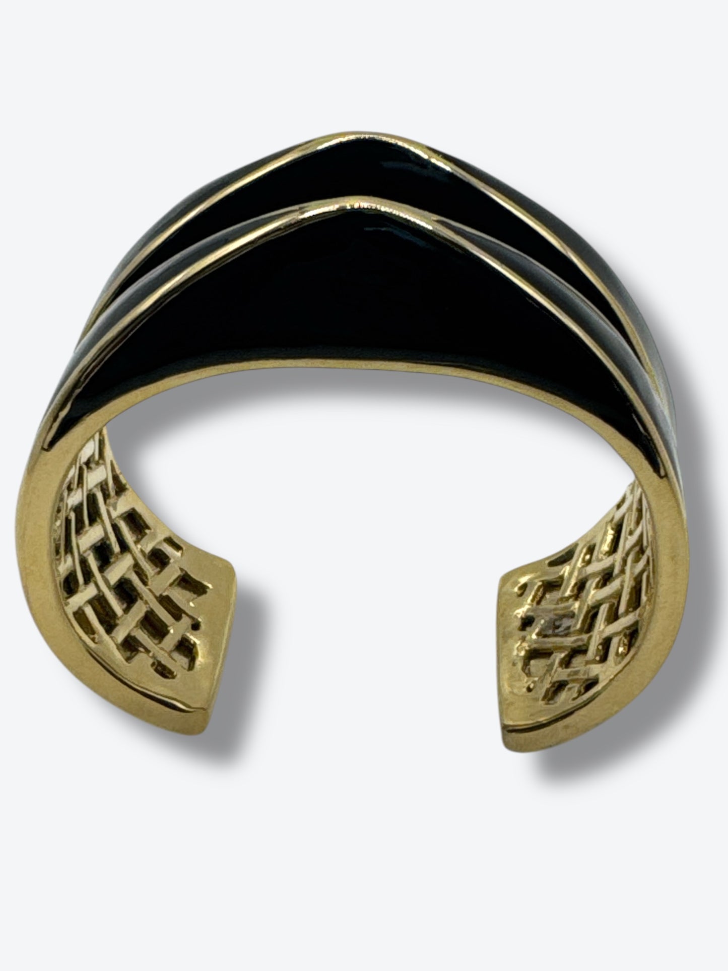 1980s/1990s St John Black and Gold Enamel Cuff