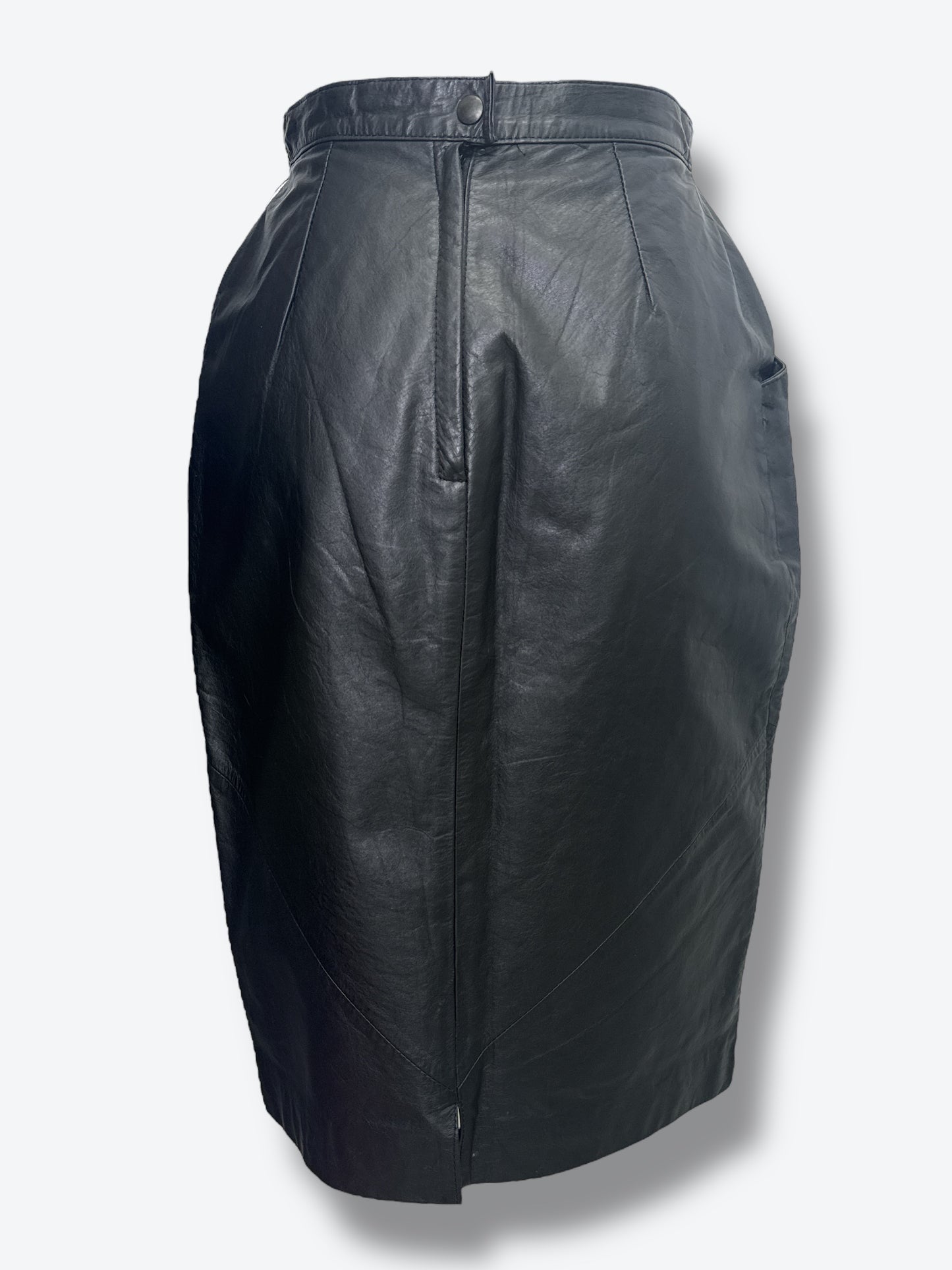 #7. 1980s Amati Black Leather Pencil Skirt