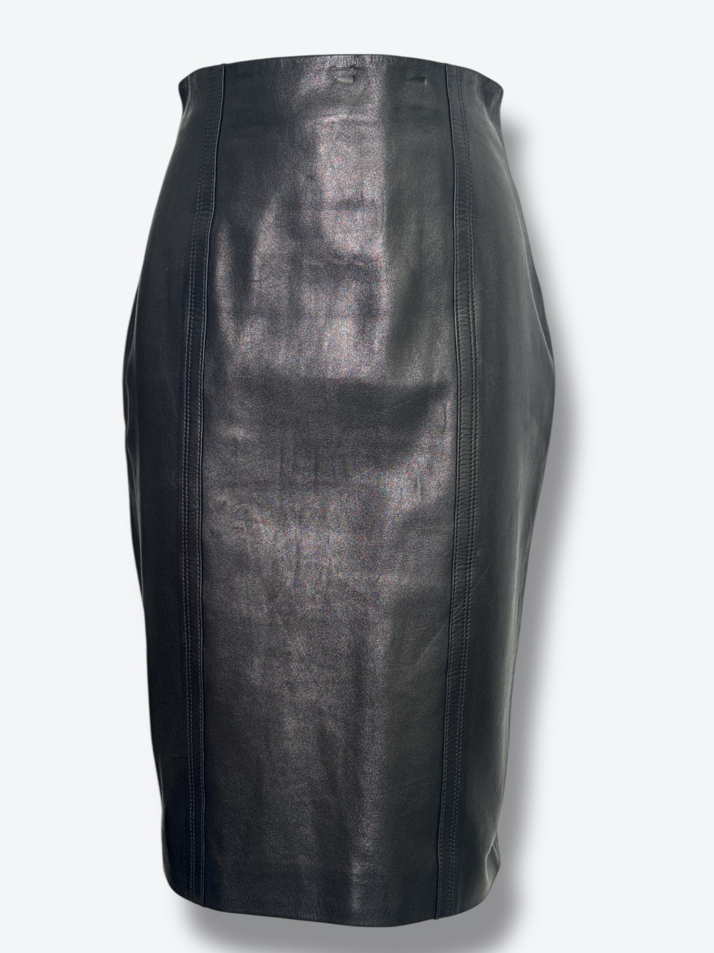 #5. Vintage Yves St Laurent Black High Waisted Leather Pencil Skirt