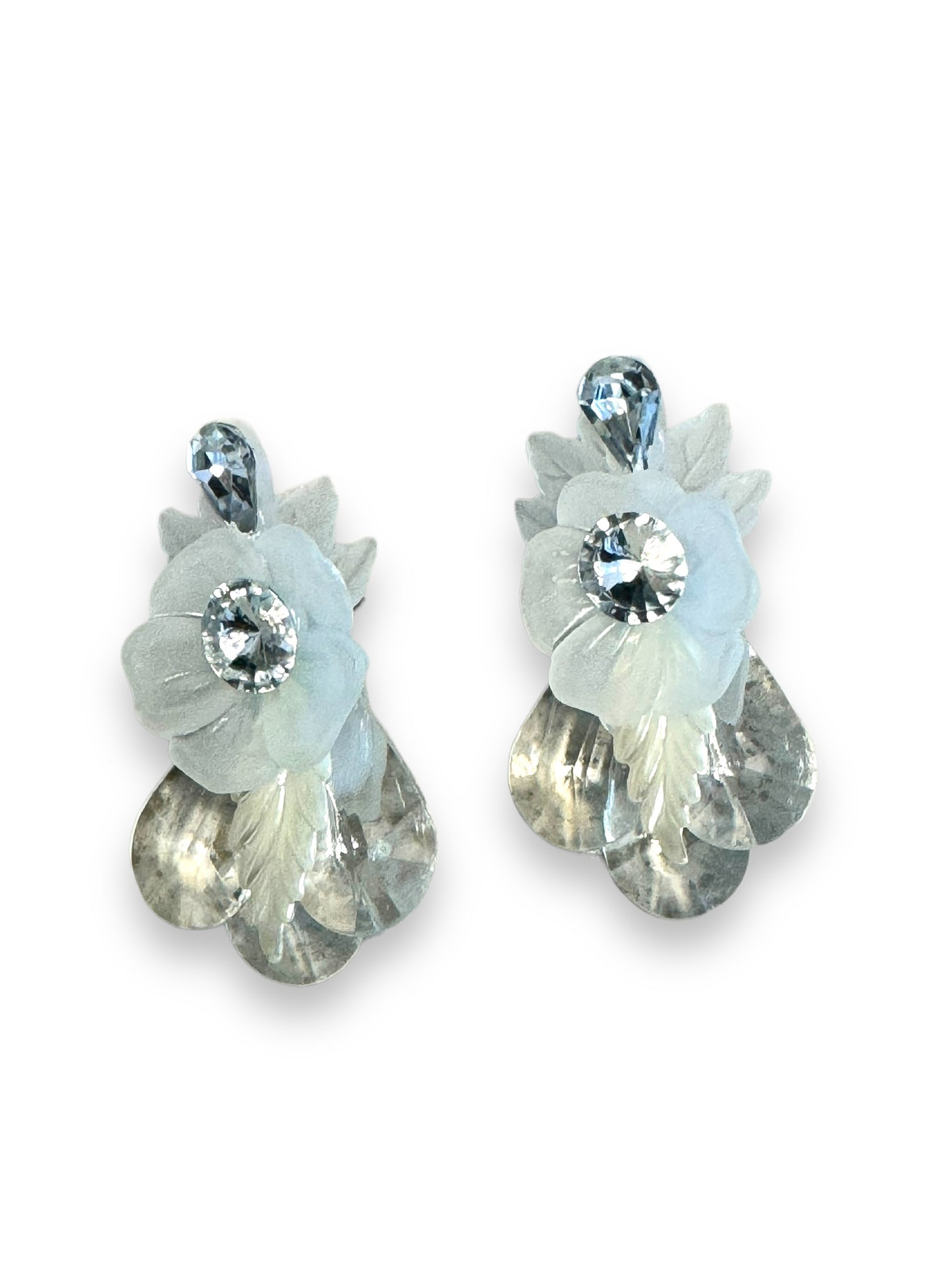 1990s Floral and Lucite Post Earrings