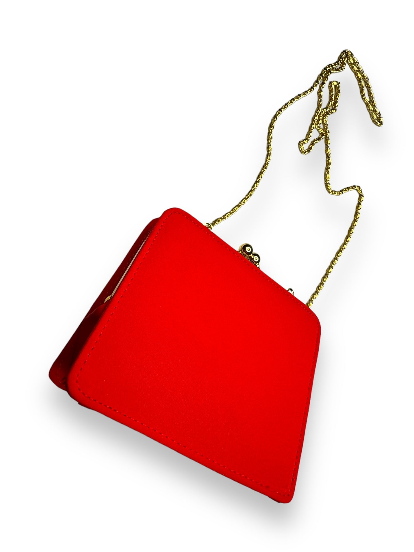 1980s Eximious Of London Red Kiss Lock Bag