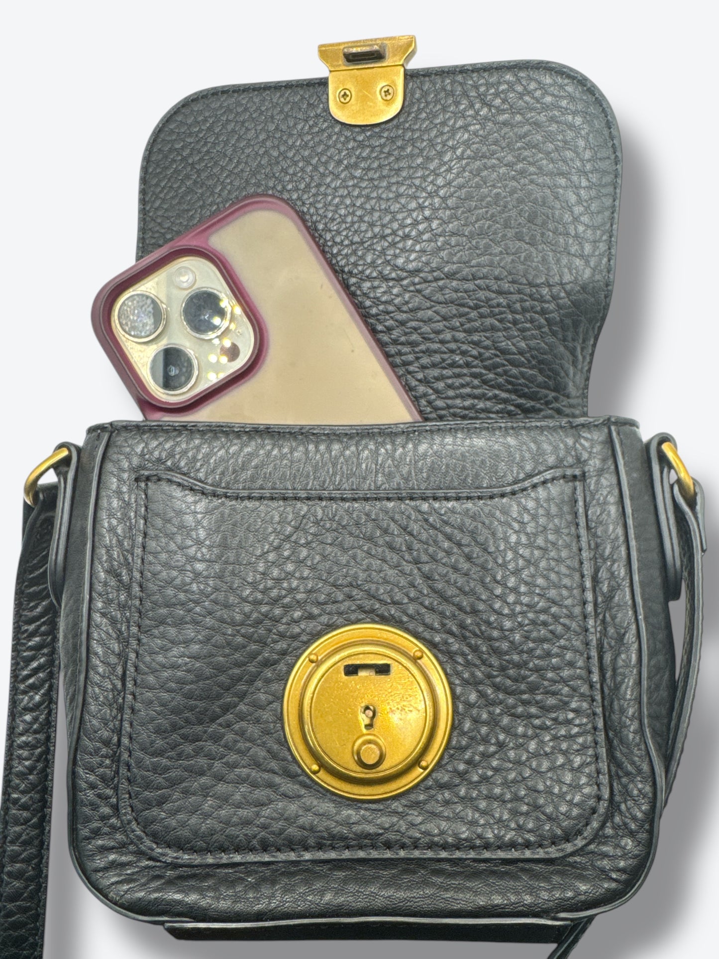 Vintage “Ralph Lauren Polo” Black and Gold Leather Crossbody Bag