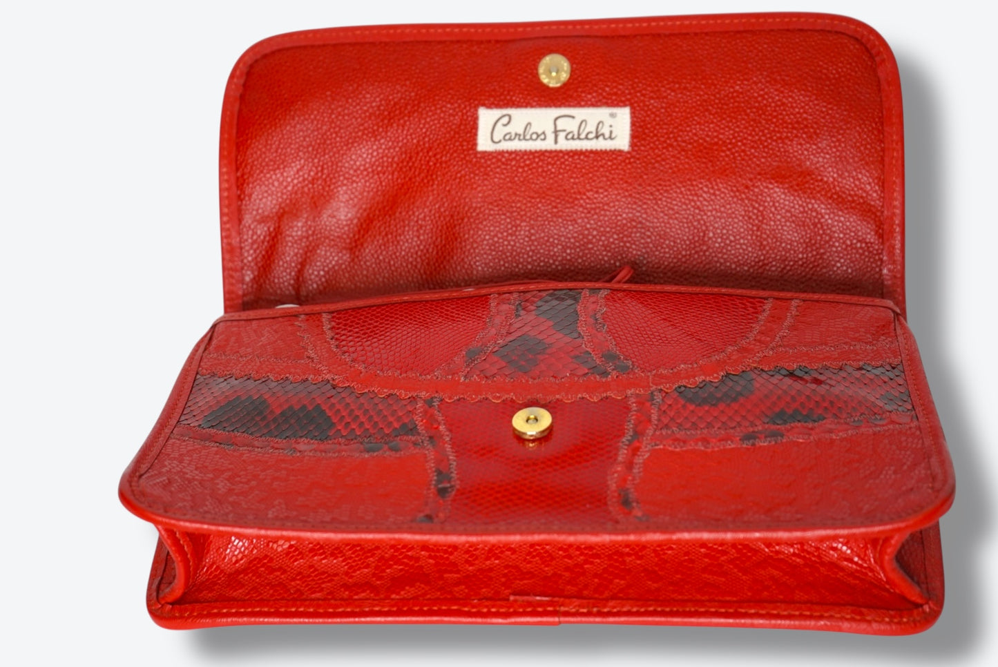1970s Carlos Falchi Red Snakeskin Bag (Crossbody)