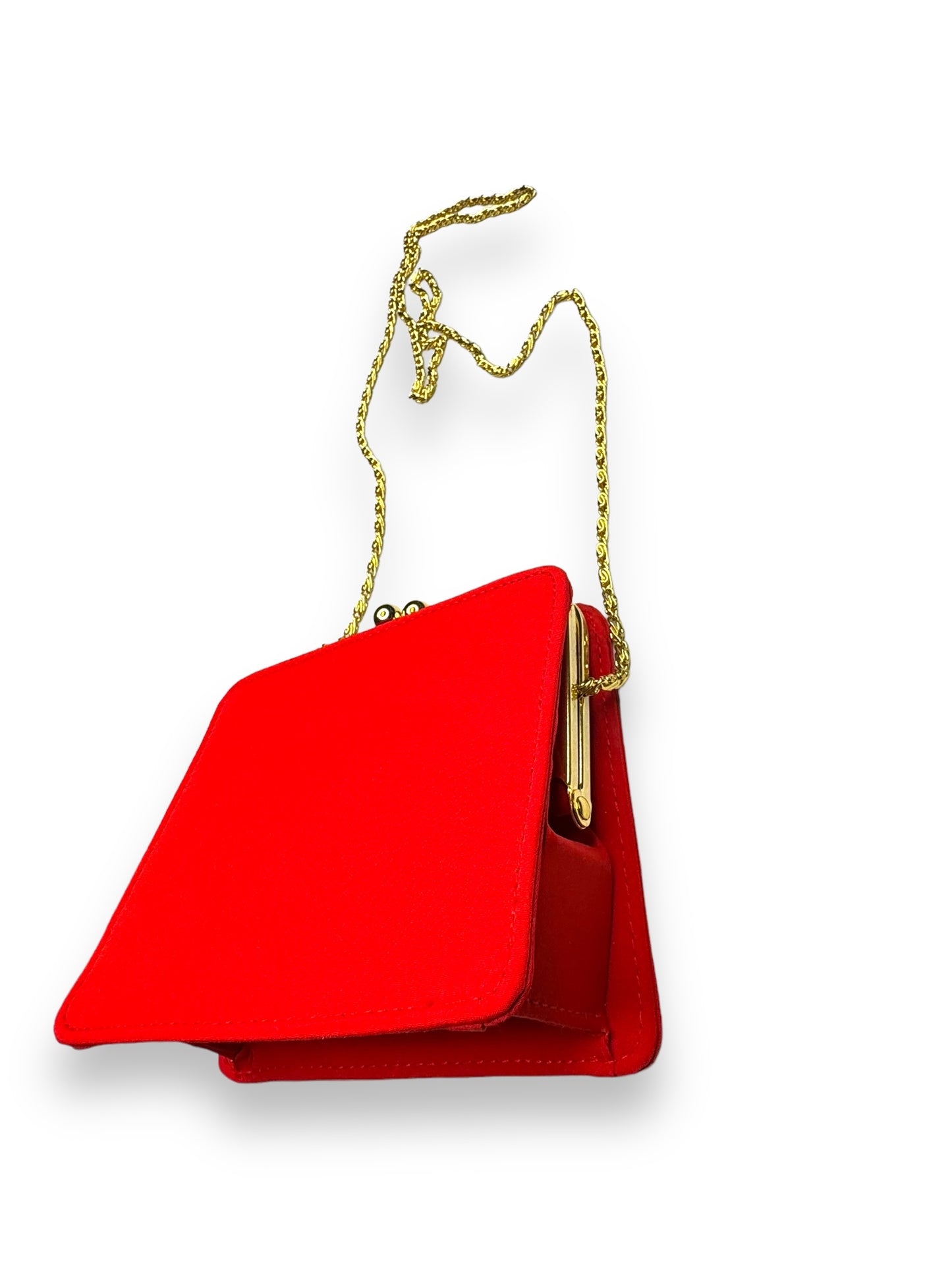 1980s Eximious Of London Red Kiss Lock Bag