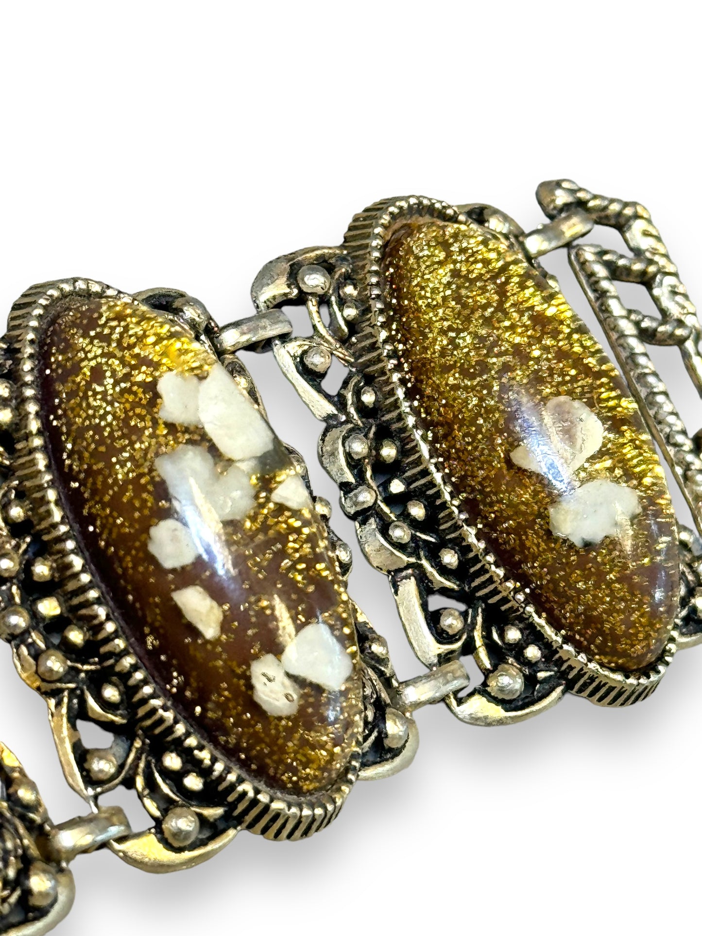 Vintage Glitter Rock and Lucite Bracelet